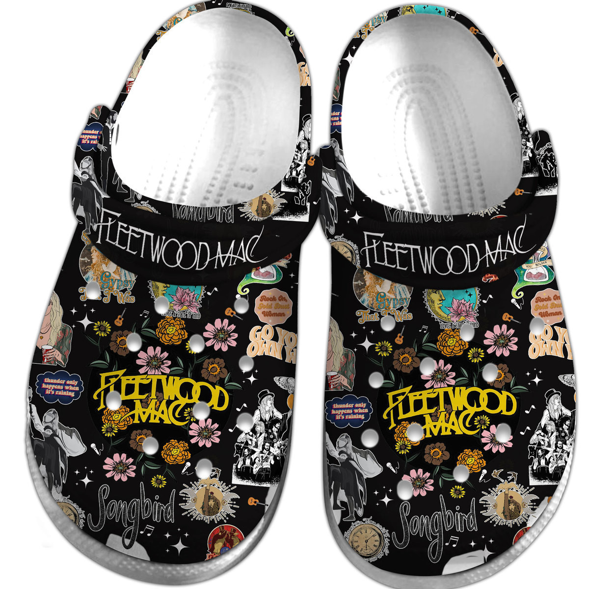 Merchidea Fleetwood Mac Music Crocs Crocband Clogs Shoes Comfortable For Men Women and Kids