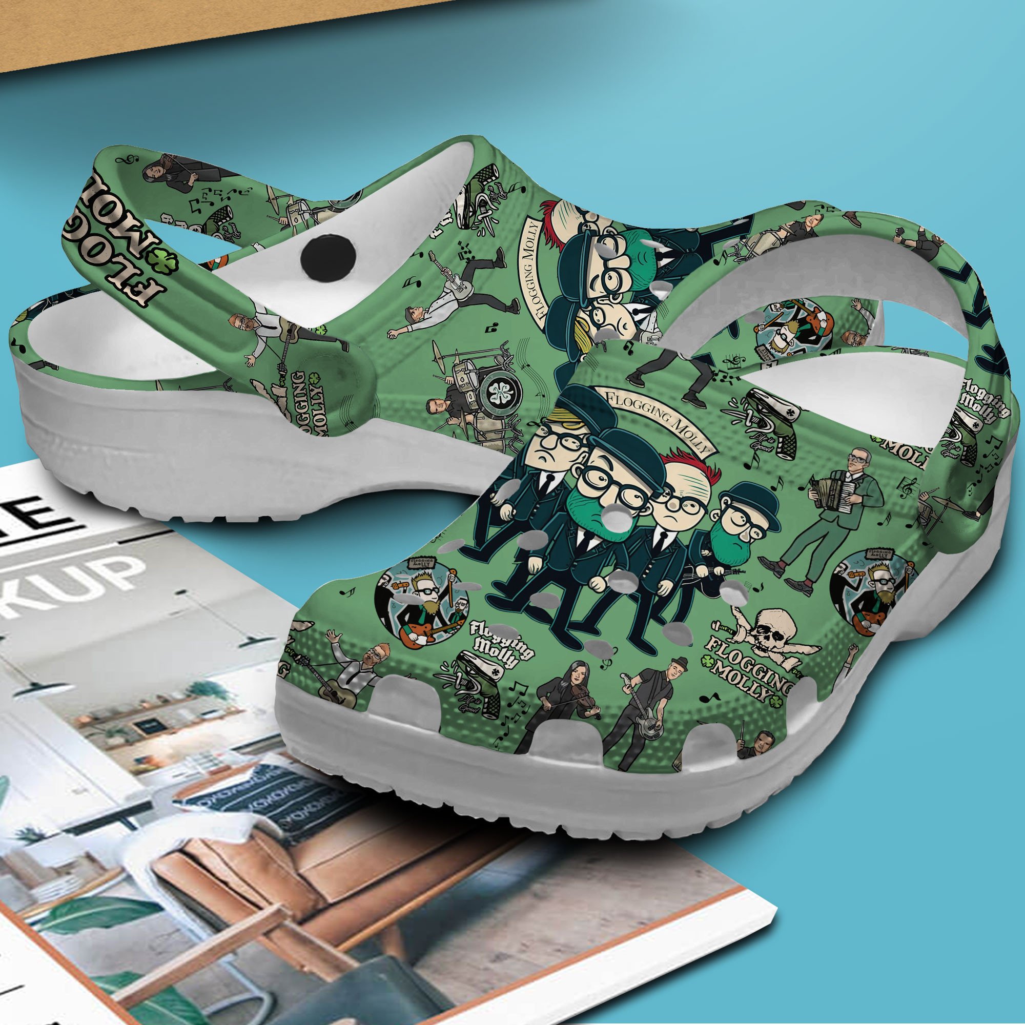 Merchidea Flogging Molly Music Crocs Crocband Clogs Shoes Comfortable For Men Women and Kids