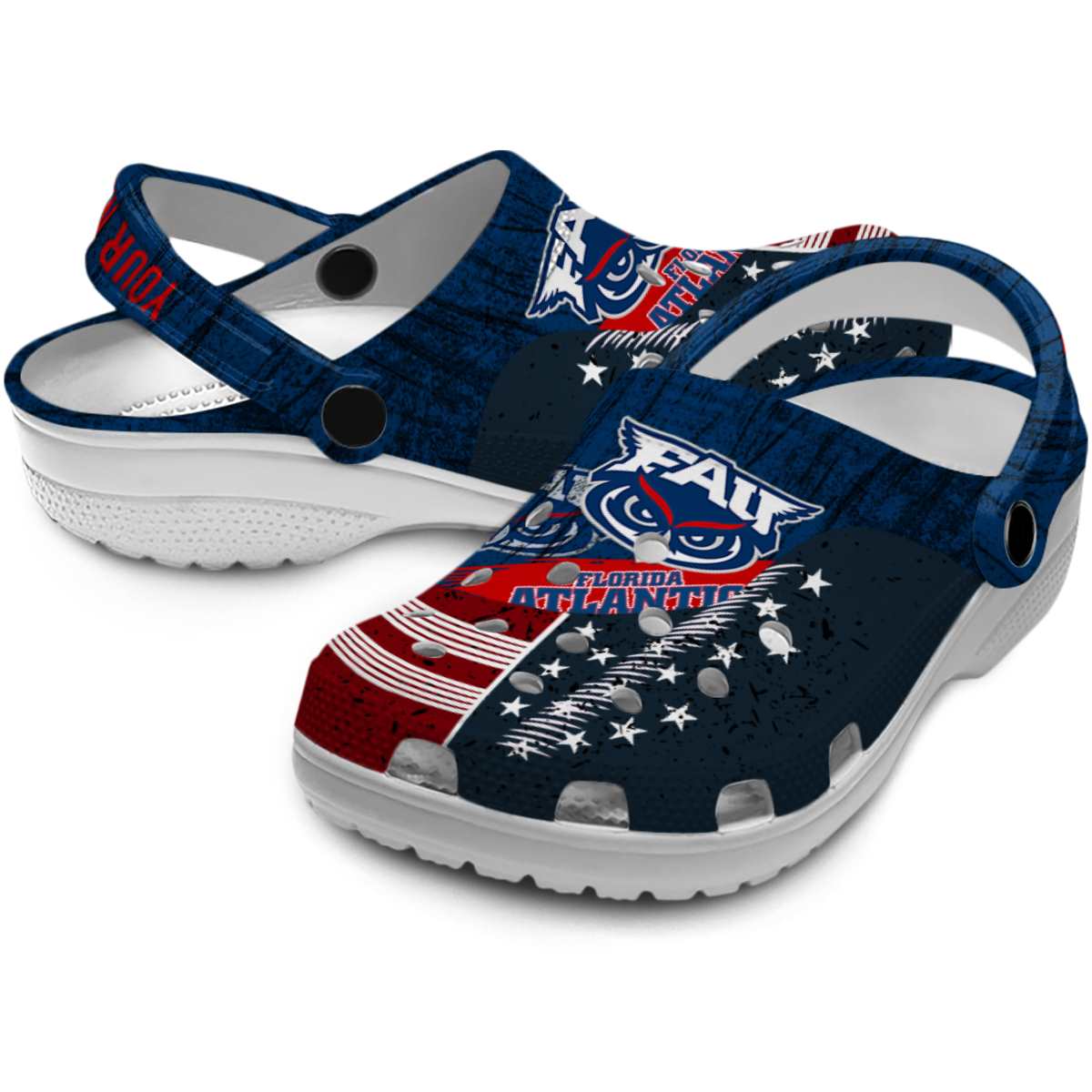 Merchidea Florida Atlantic Owls NCAA Sport Crocs Crocband Clogs Shoes Comfortable For Men Women and Kids