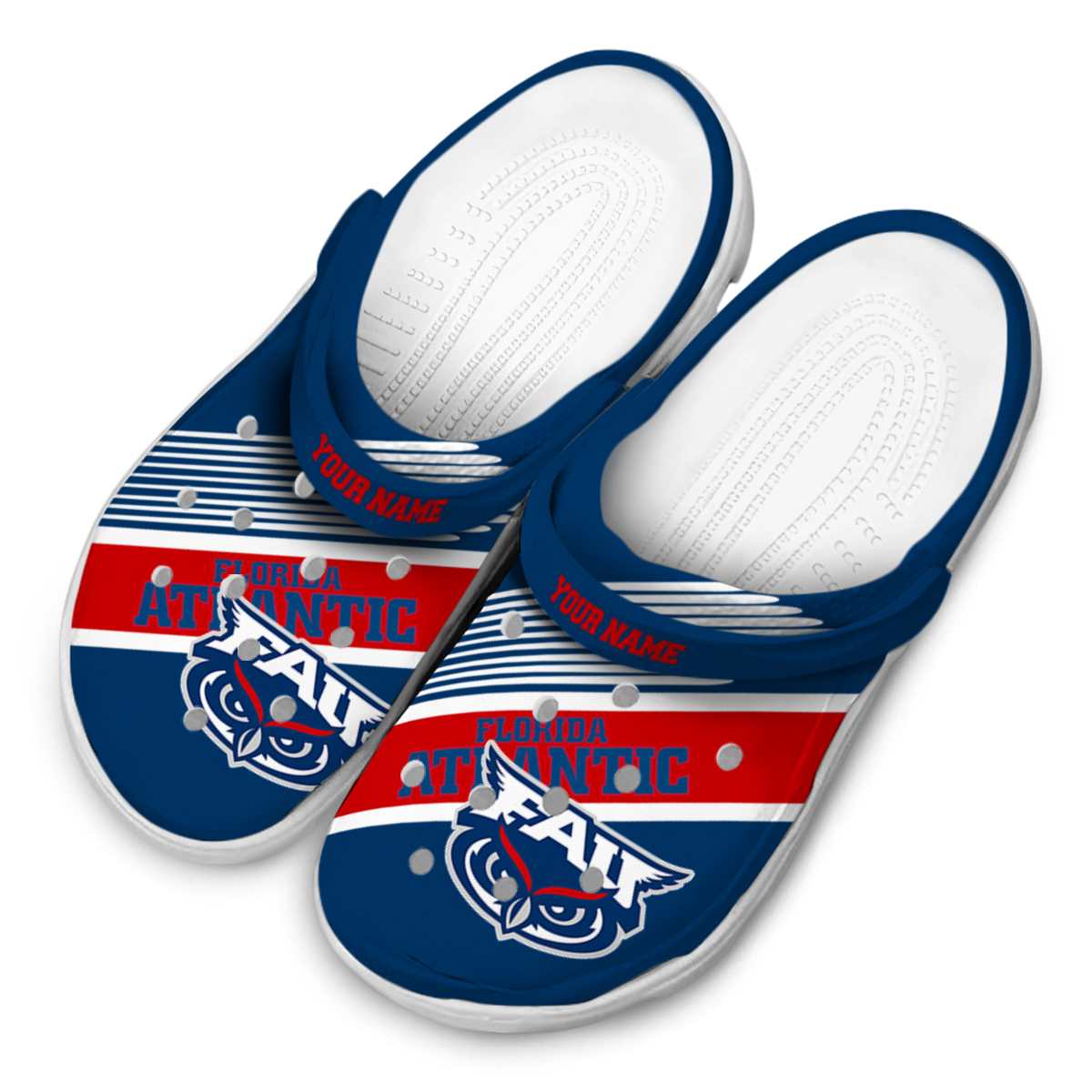 Merchidea Florida Atlantic Owls NCAA Sport Crocs Crocband Clogs Shoes Comfortable For Men Women and Kids