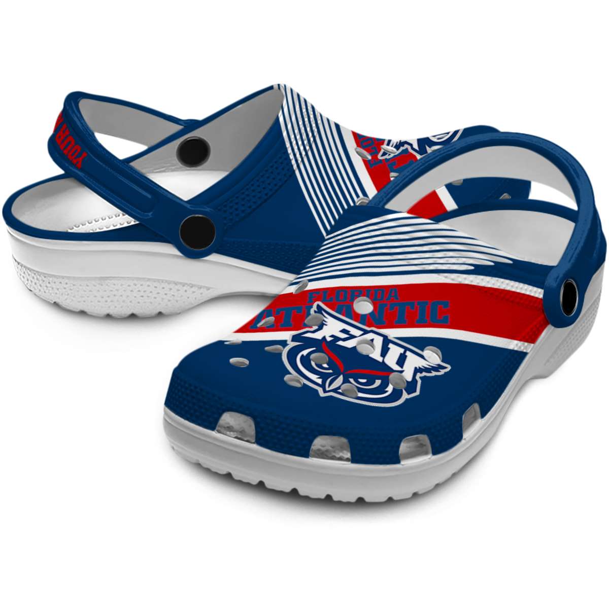 Merchidea Florida Atlantic Owls NCAA Sport Crocs Crocband Clogs Shoes Comfortable For Men Women and Kids