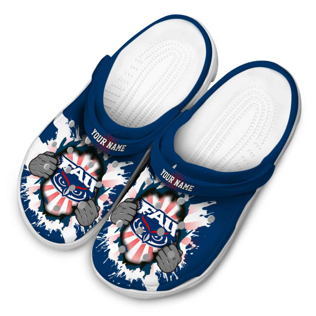 Merchidea Florida Atlantic Owls NCAA Sport Crocs Crocband Clogs Shoes Comfortable For Men Women and Kids