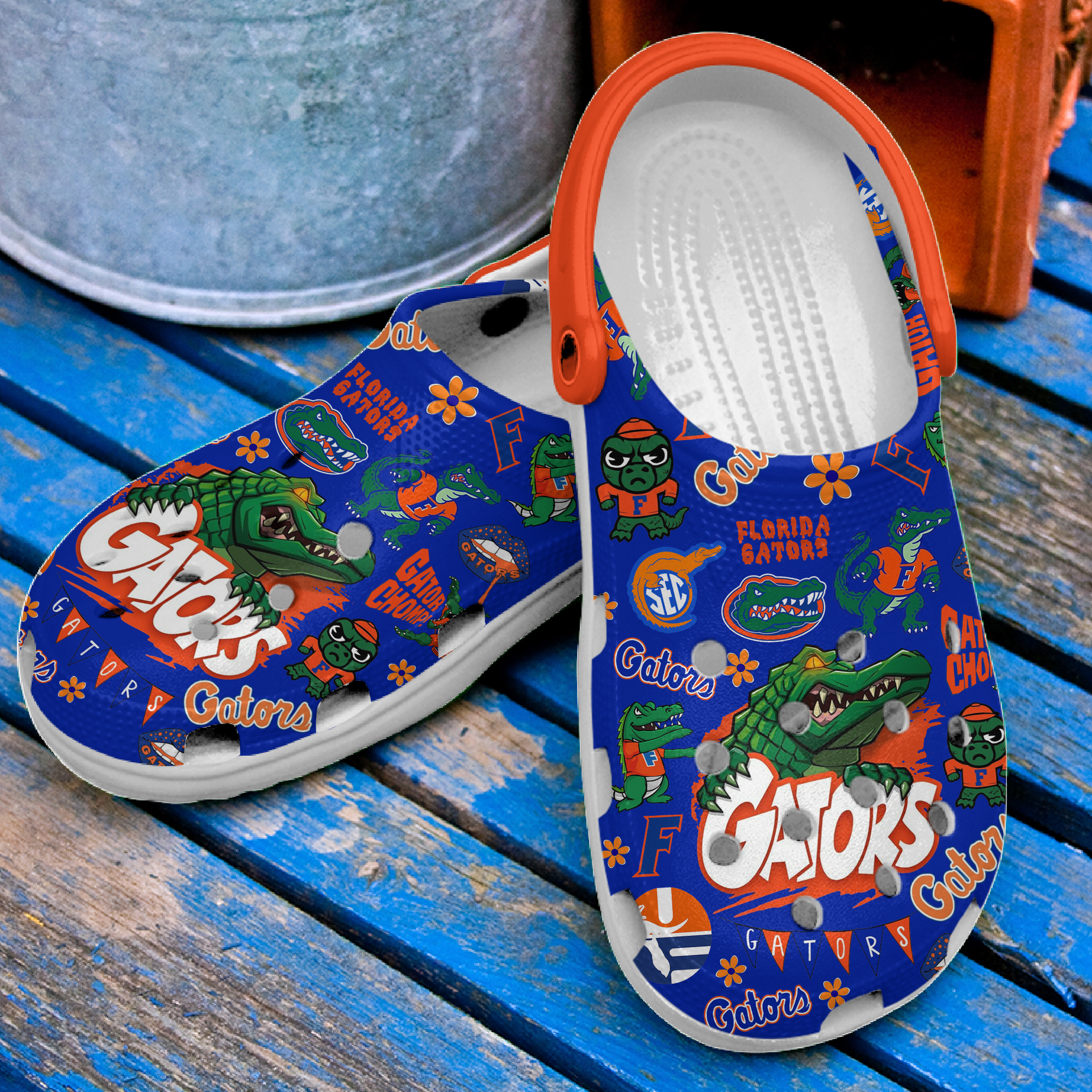 Merchidea Florida Gators Football NCAA Sport Crocs Crocband Clogs Shoes Comfortable For Men Women and Kids