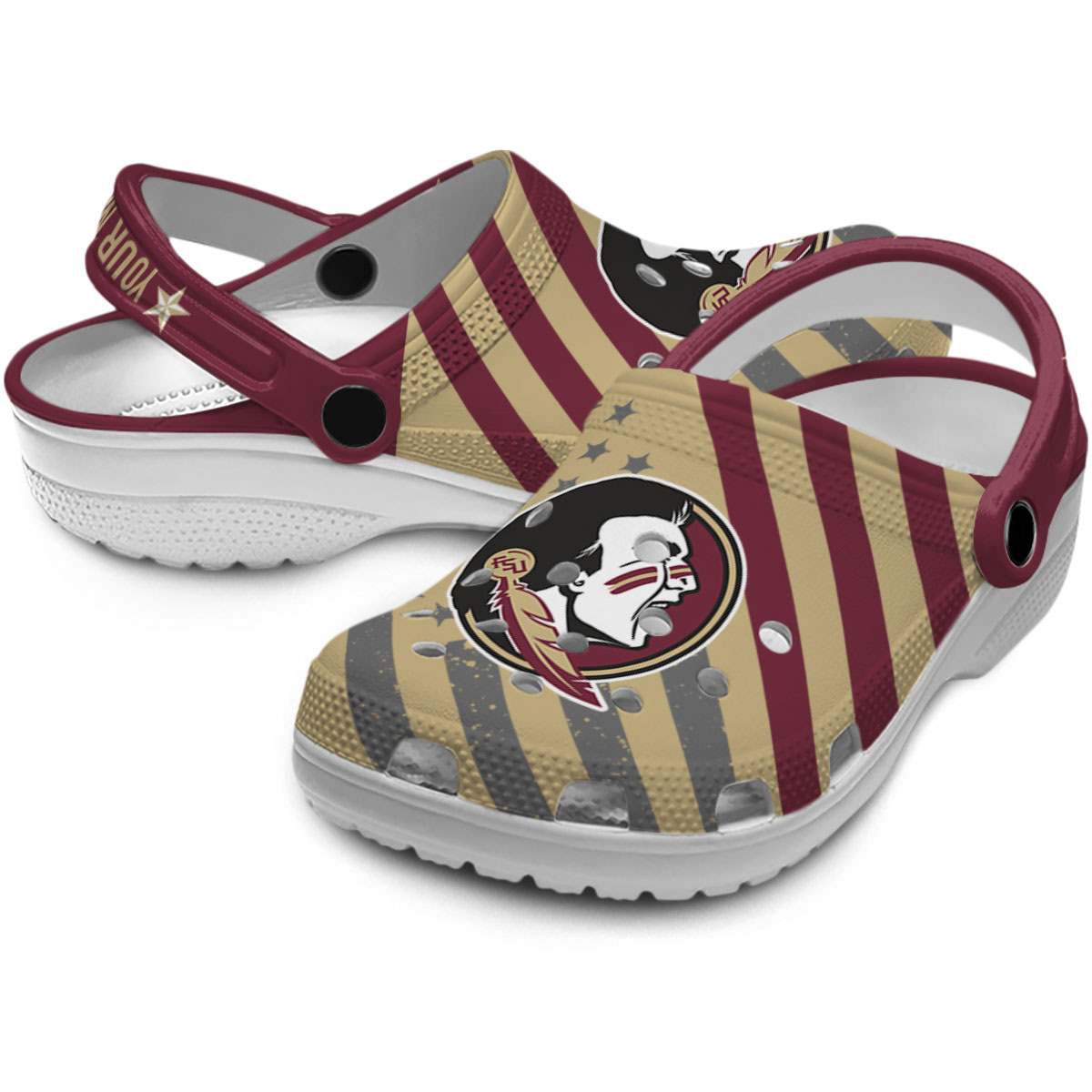 Merchidea Florida State Seminoles NCAA Sport Crocs Crocband Clogs Shoes Comfortable For Men Women and Kids