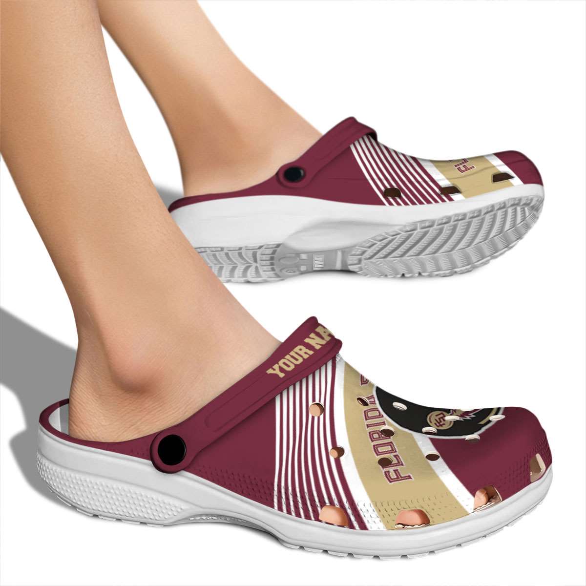 Merchidea Florida State Seminoles NCAA Sport Crocs Crocband Clogs Shoes Comfortable For Men Women and Kids
