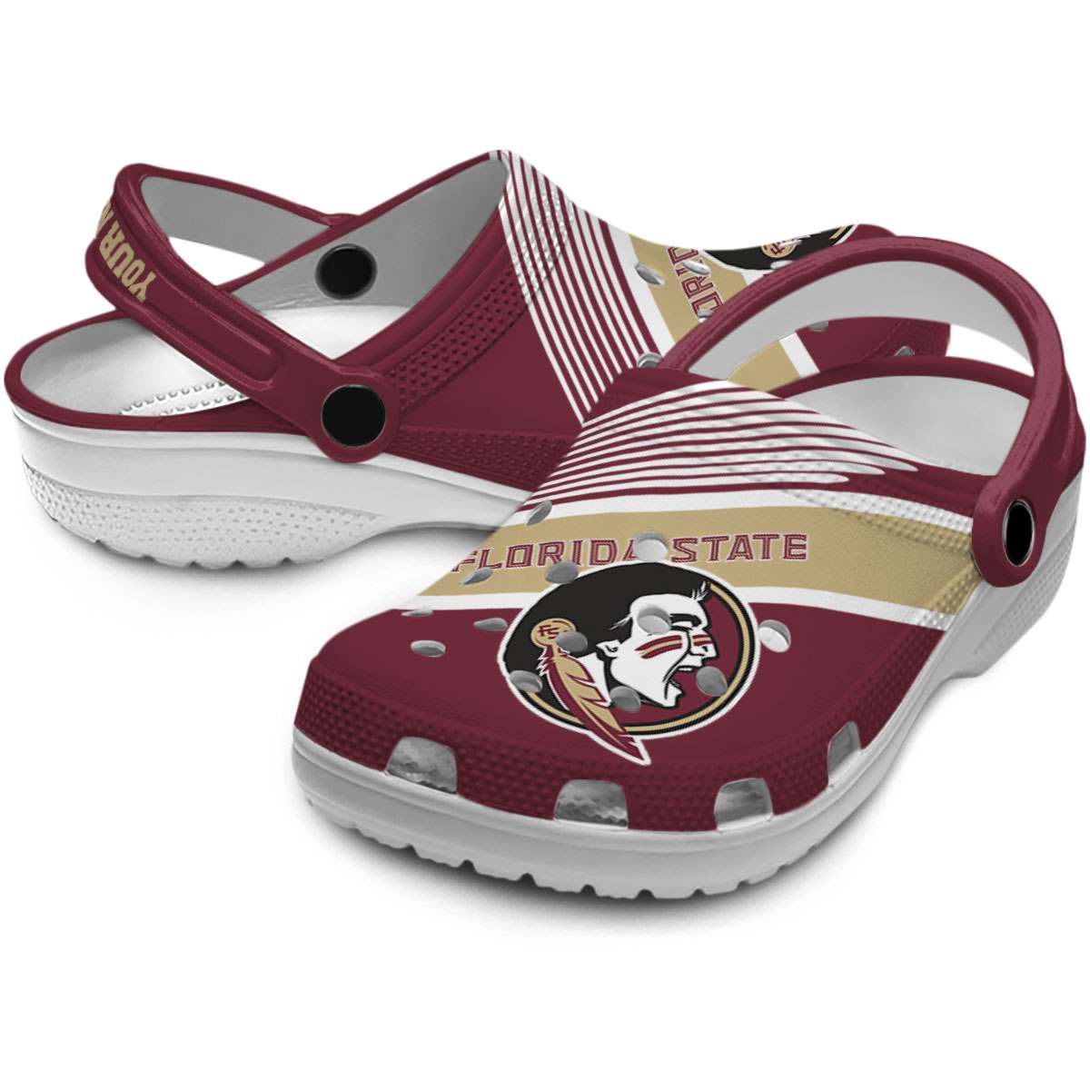 Merchidea Florida State Seminoles NCAA Sport Crocs Crocband Clogs Shoes Comfortable For Men Women and Kids