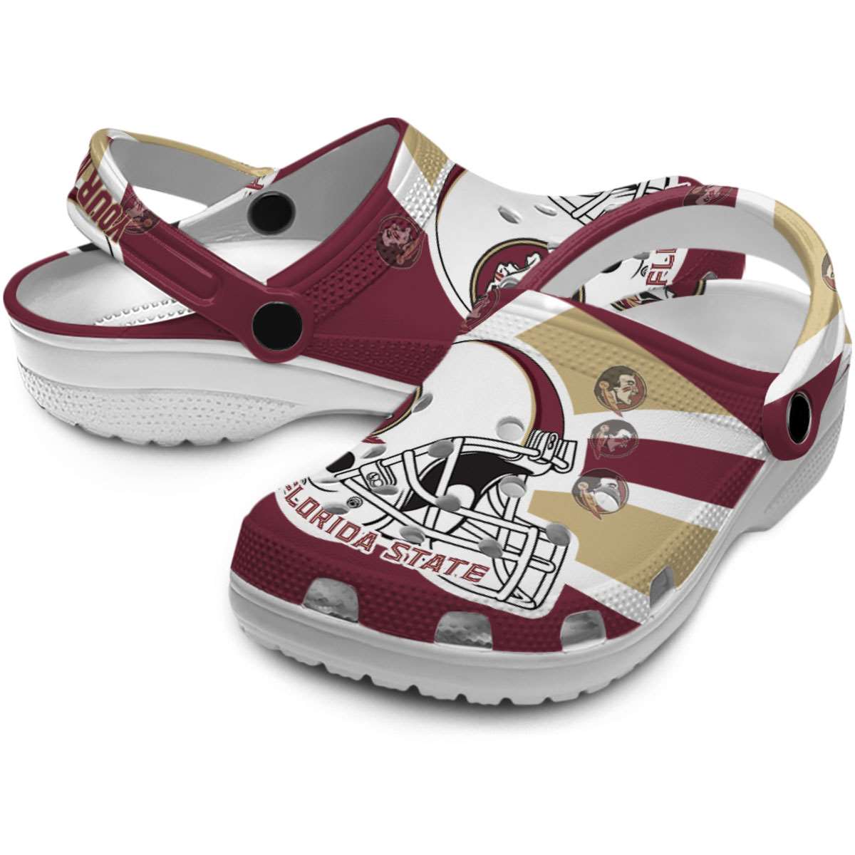 Merchidea Florida State Seminoles NCAA Sport Crocs Crocband Clogs Shoes Comfortable For Men Women and Kids
