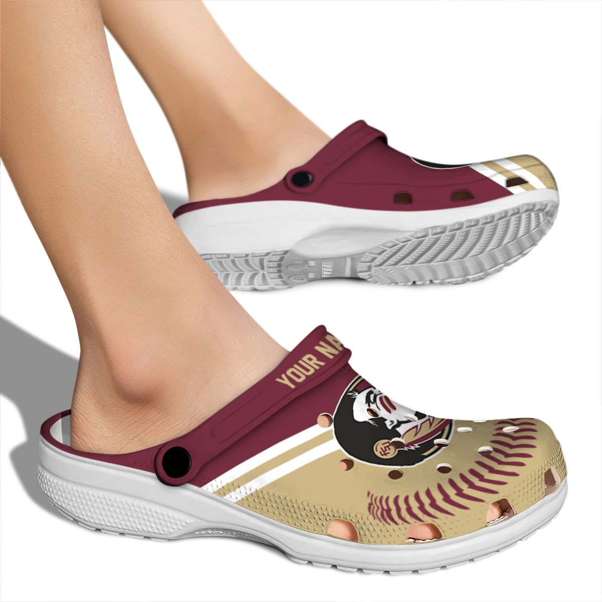 Merchidea Florida State Seminoles NCAA Sport Crocs Crocband Clogs Shoes Comfortable For Men Women and Kids