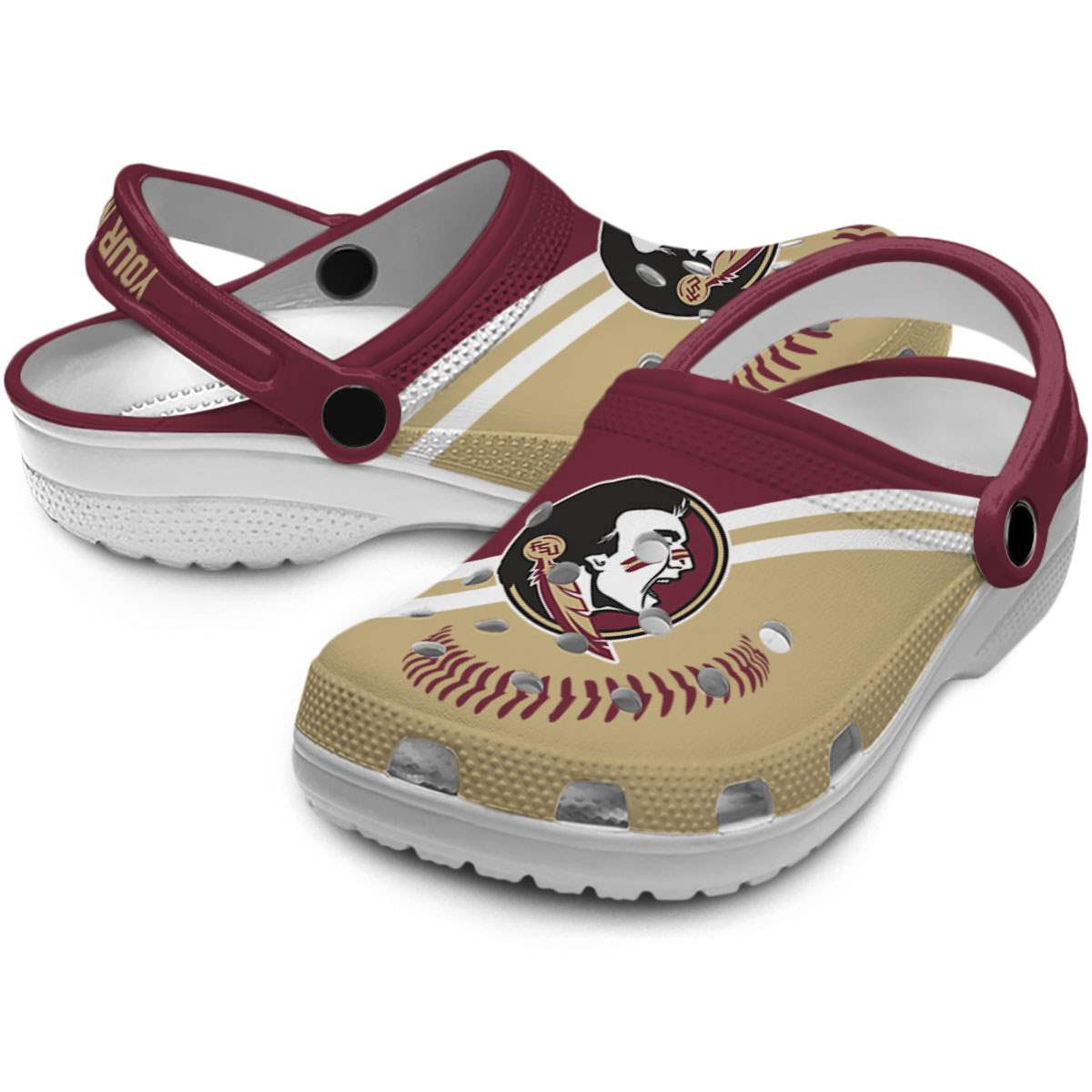 Merchidea Florida State Seminoles NCAA Sport Crocs Crocband Clogs Shoes Comfortable For Men Women and Kids