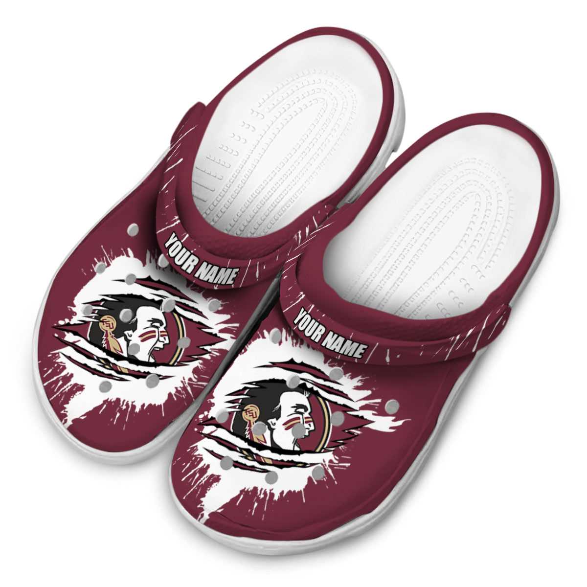 Merchidea Florida State Seminoles NCAA Sport Crocs Crocband Clogs Shoes Comfortable For Men Women and Kids