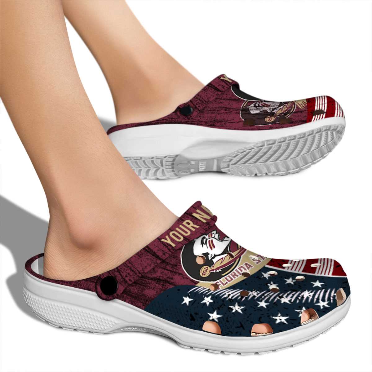 Merchidea Florida State Seminoles NCAA Sport Crocs Crocband Clogs Shoes Comfortable For Men Women and Kids