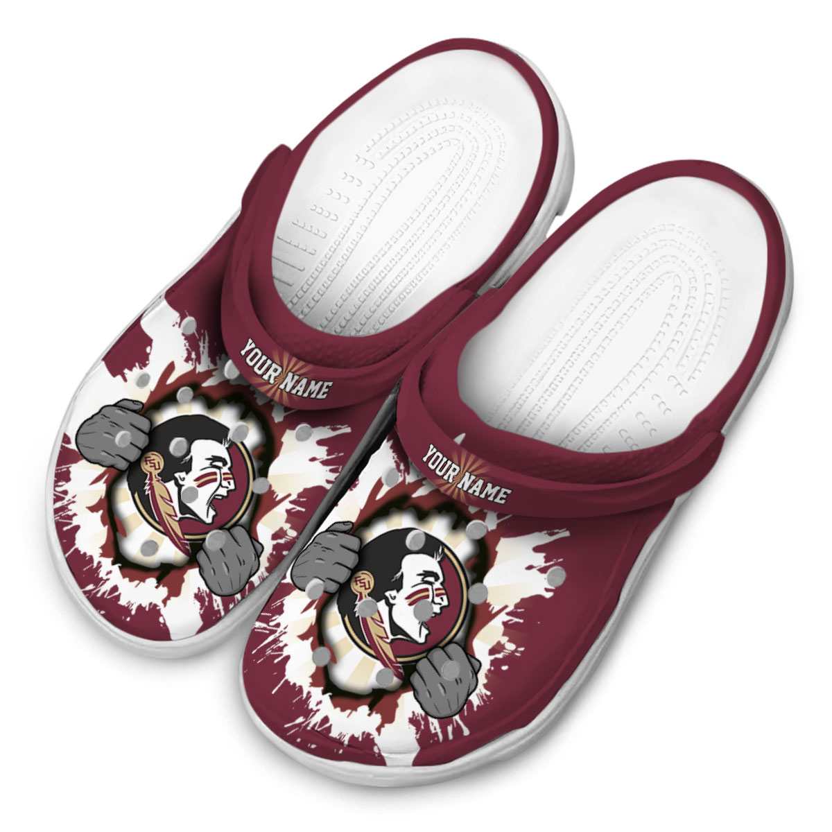 Merchidea Florida State Seminoles NCAA Sport Crocs Crocband Clogs Shoes Comfortable For Men Women and Kids