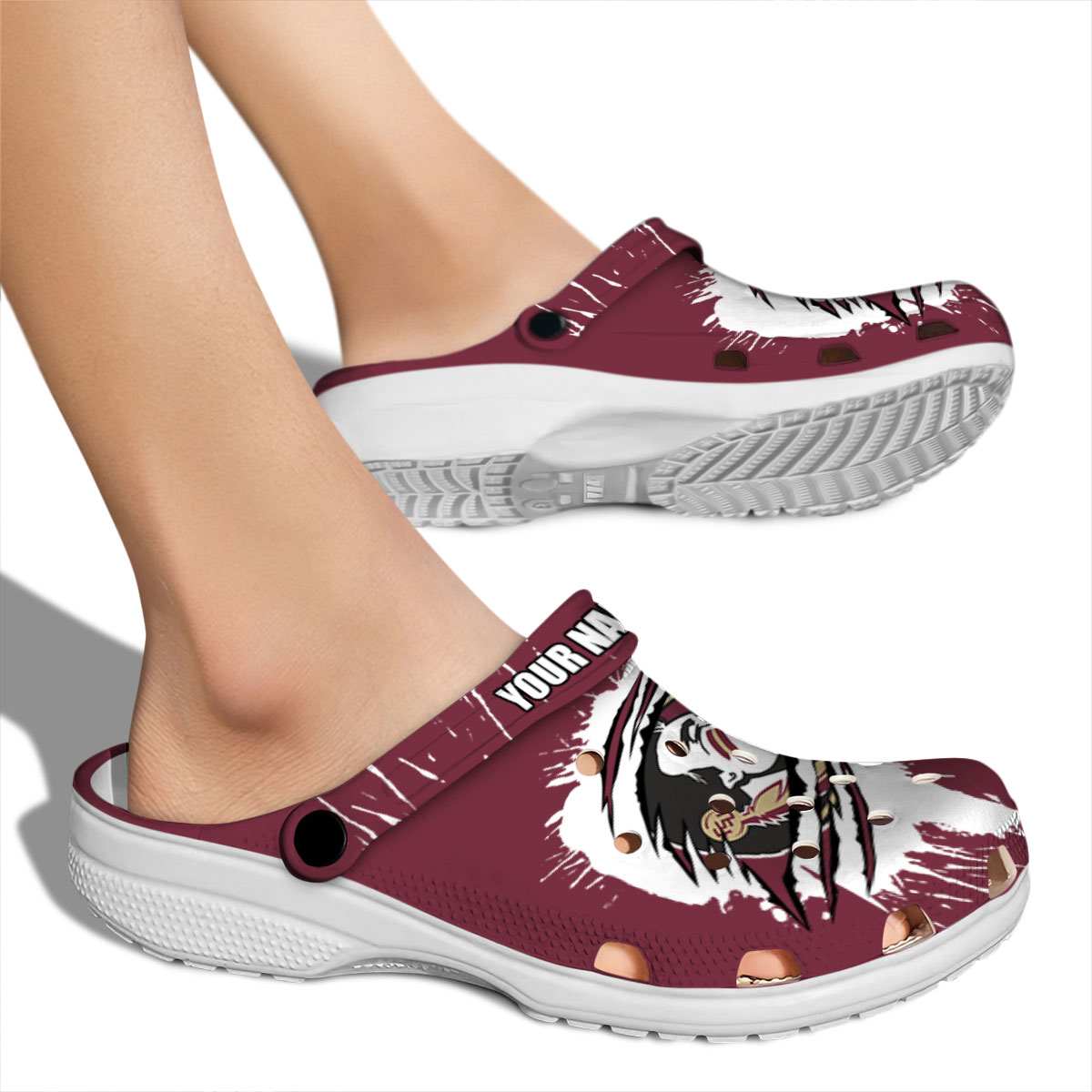 Merchidea Florida State Seminoles NCAA Sport Crocs Crocband Clogs Shoes Comfortable For Men Women and Kids