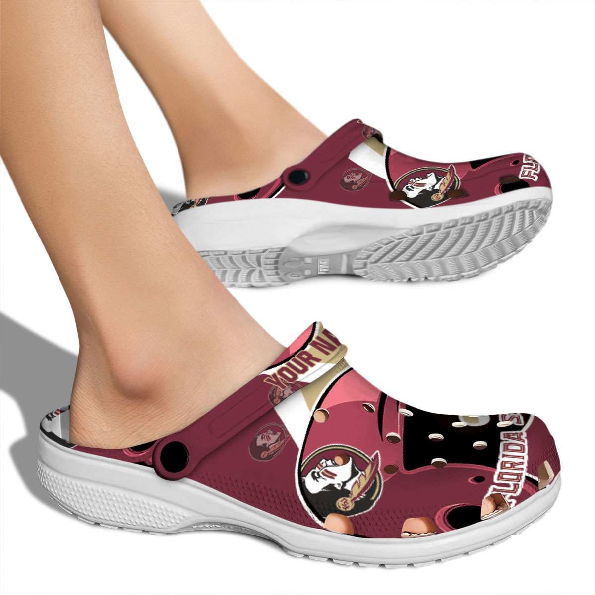 Merchidea Florida State Seminoles NCAA Sport Crocs Crocband Clogs Shoes Comfortable For Men Women and Kids