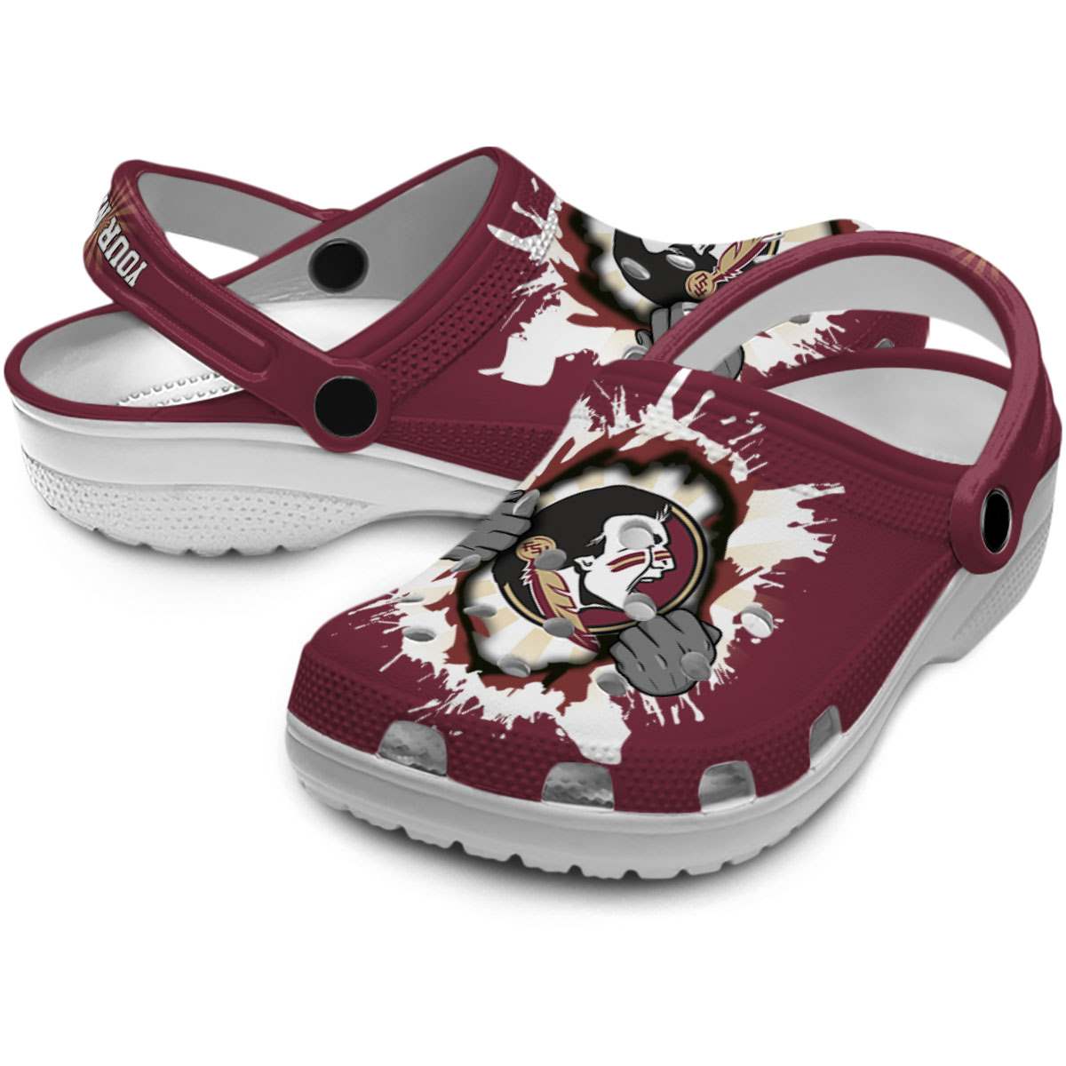 Merchidea Florida State Seminoles NCAA Sport Crocs Crocband Clogs Shoes Comfortable For Men Women and Kids