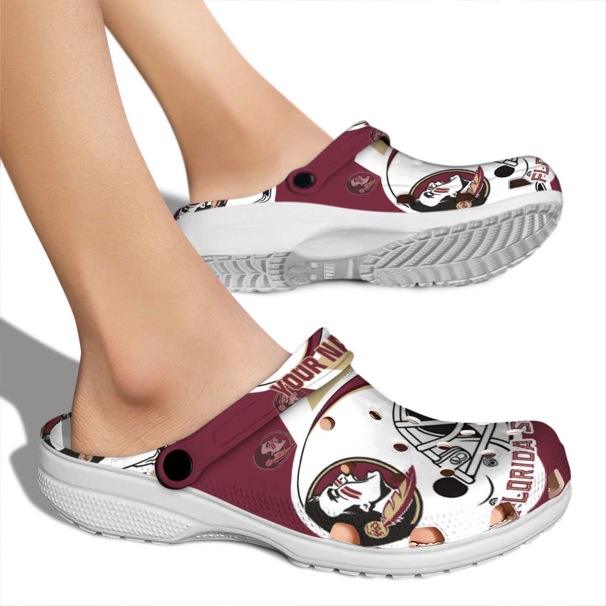 Merchidea Florida State Seminoles NCAA Sport Crocs Crocband Clogs Shoes Comfortable For Men Women and Kids