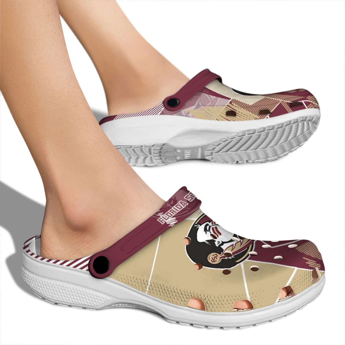 Merchidea Florida State Seminoles NCAA Sport Crocs Crocband Clogs Shoes Comfortable For Men Women and Kids