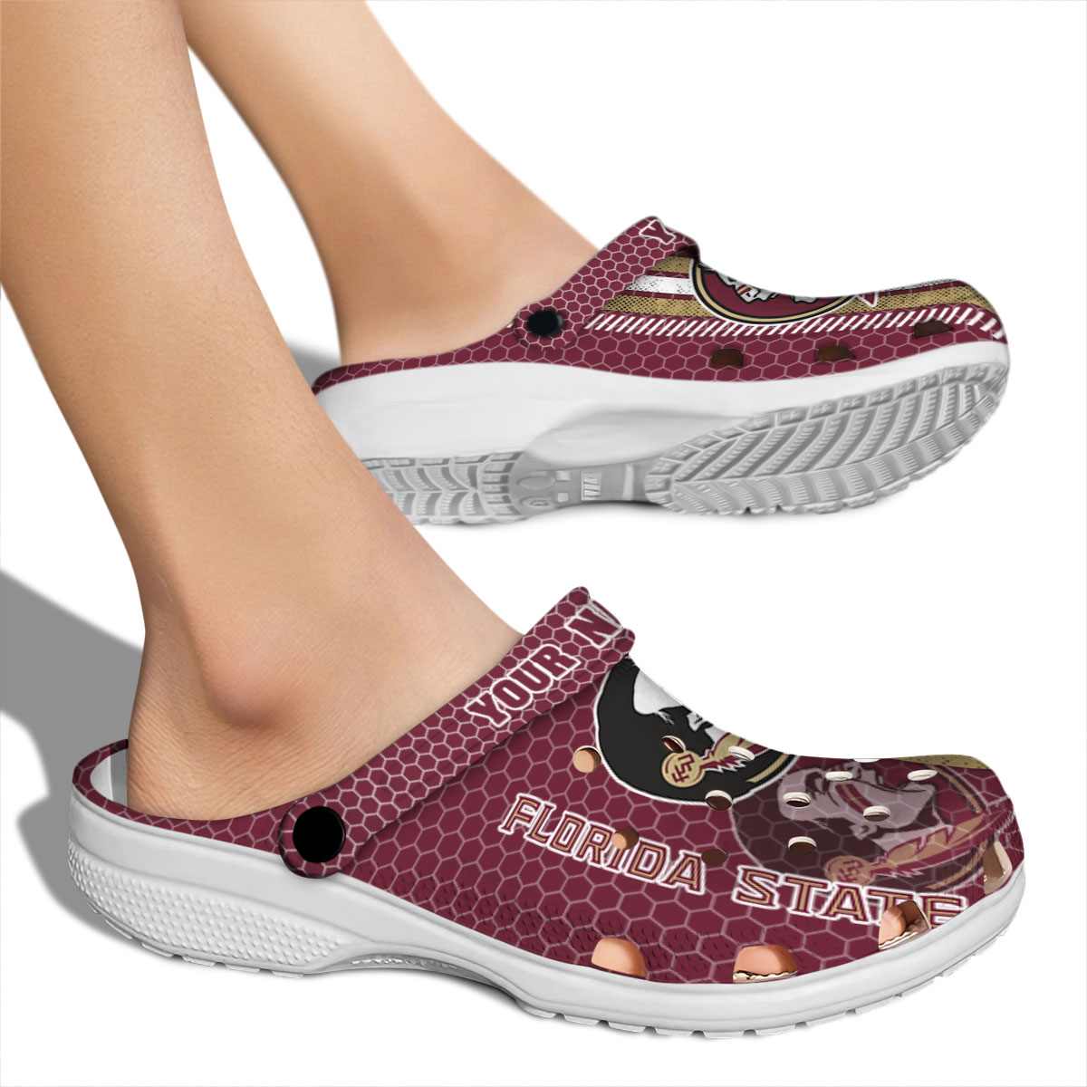 Merchidea Florida State Seminoles NCAA Sport Crocs Crocband Clogs Shoes Comfortable For Men Women and Kids