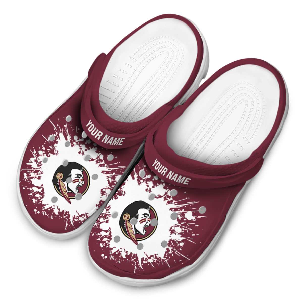 Merchidea Florida State Seminoles NCAA Sport Crocs Crocband Clogs Shoes Comfortable For Men Women and Kids