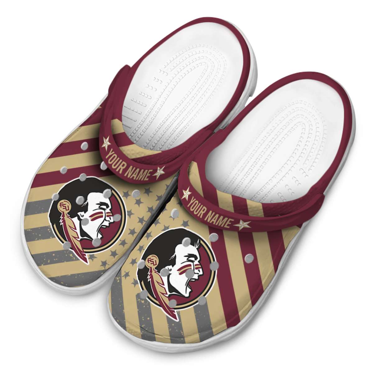 Merchidea Florida State Seminoles NCAA Sport Crocs Crocband Clogs Shoes Comfortable For Men Women and Kids