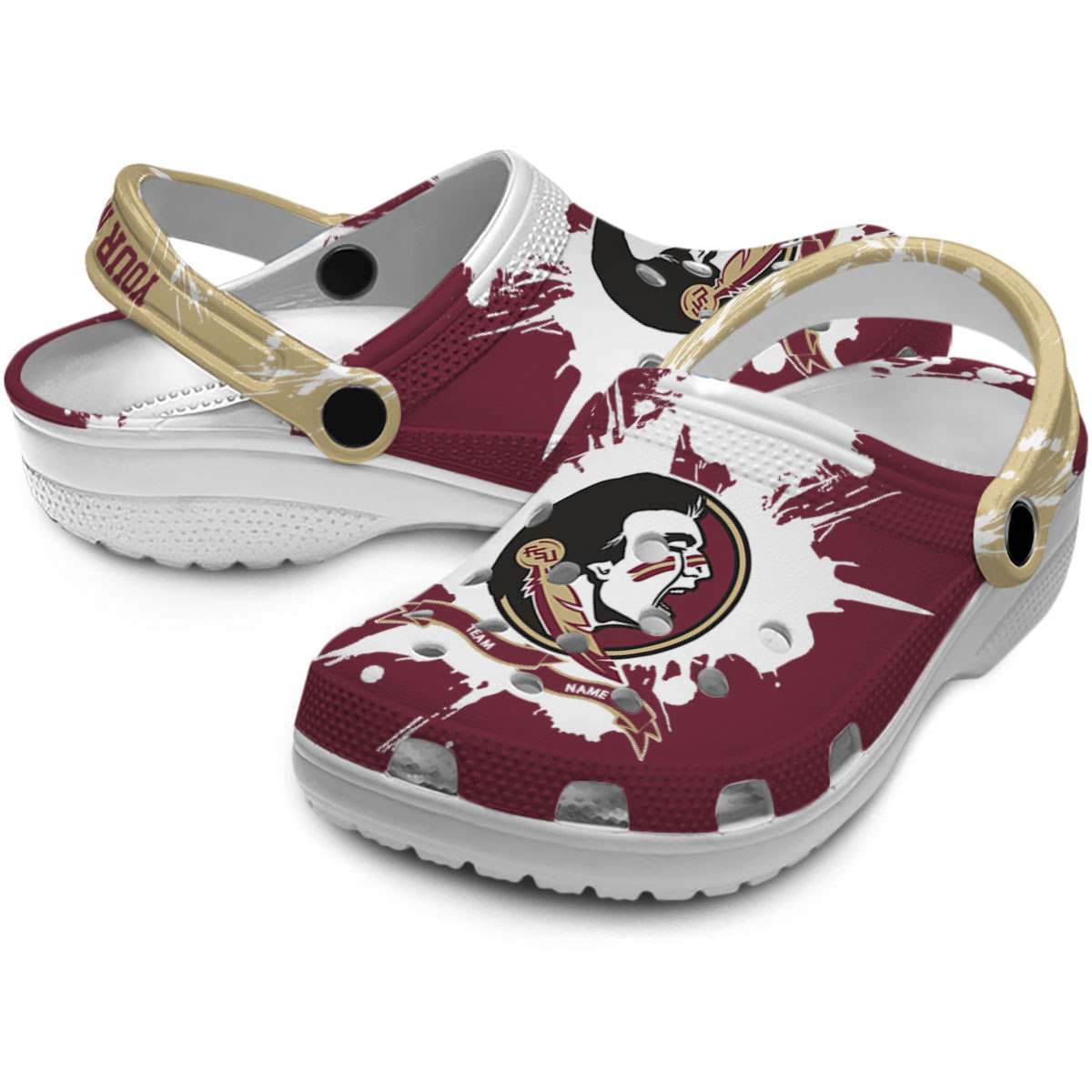 Merchidea Florida State Seminoles NCAA Sport Crocs Crocband Clogs Shoes Comfortable For Men Women and Kids