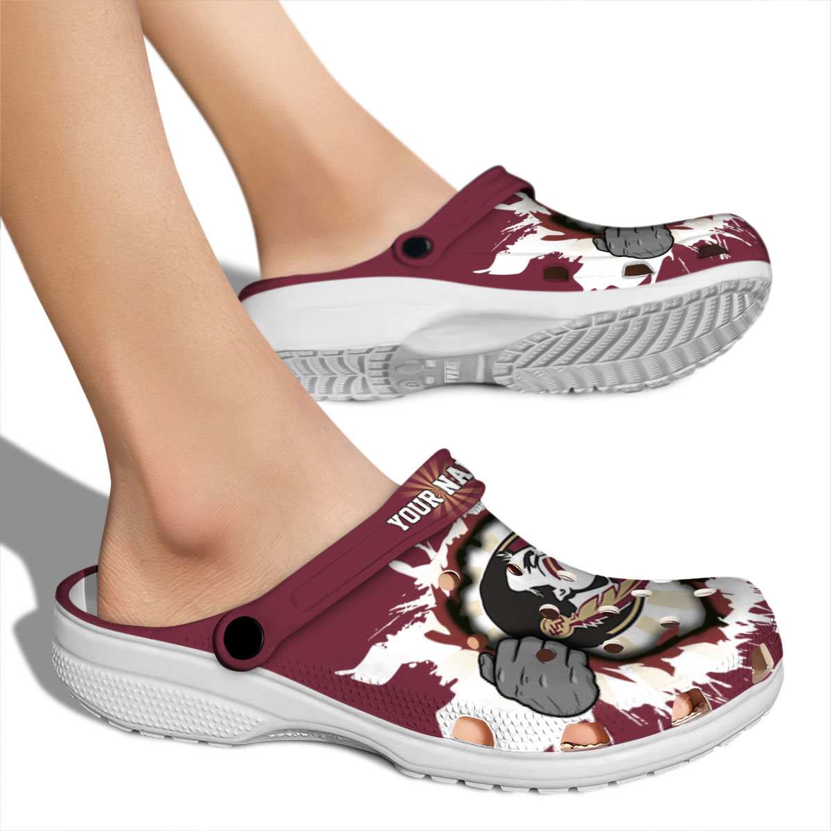 Merchidea Florida State Seminoles NCAA Sport Crocs Crocband Clogs Shoes Comfortable For Men Women and Kids