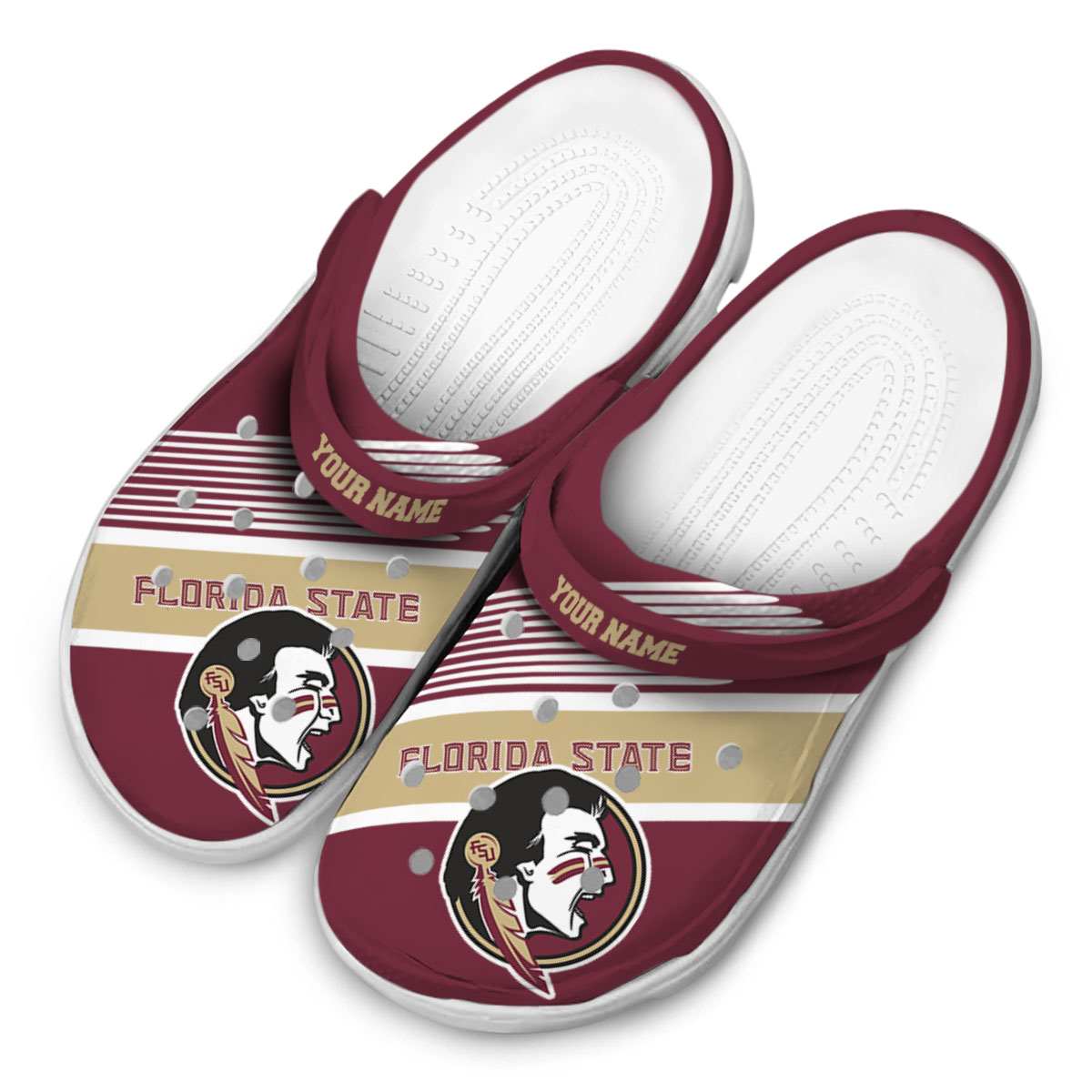 Merchidea Florida State Seminoles NCAA Sport Crocs Crocband Clogs Shoes Comfortable For Men Women and Kids
