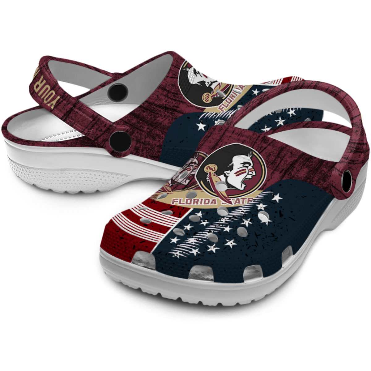 Merchidea Florida State Seminoles NCAA Sport Crocs Crocband Clogs Shoes Comfortable For Men Women and Kids