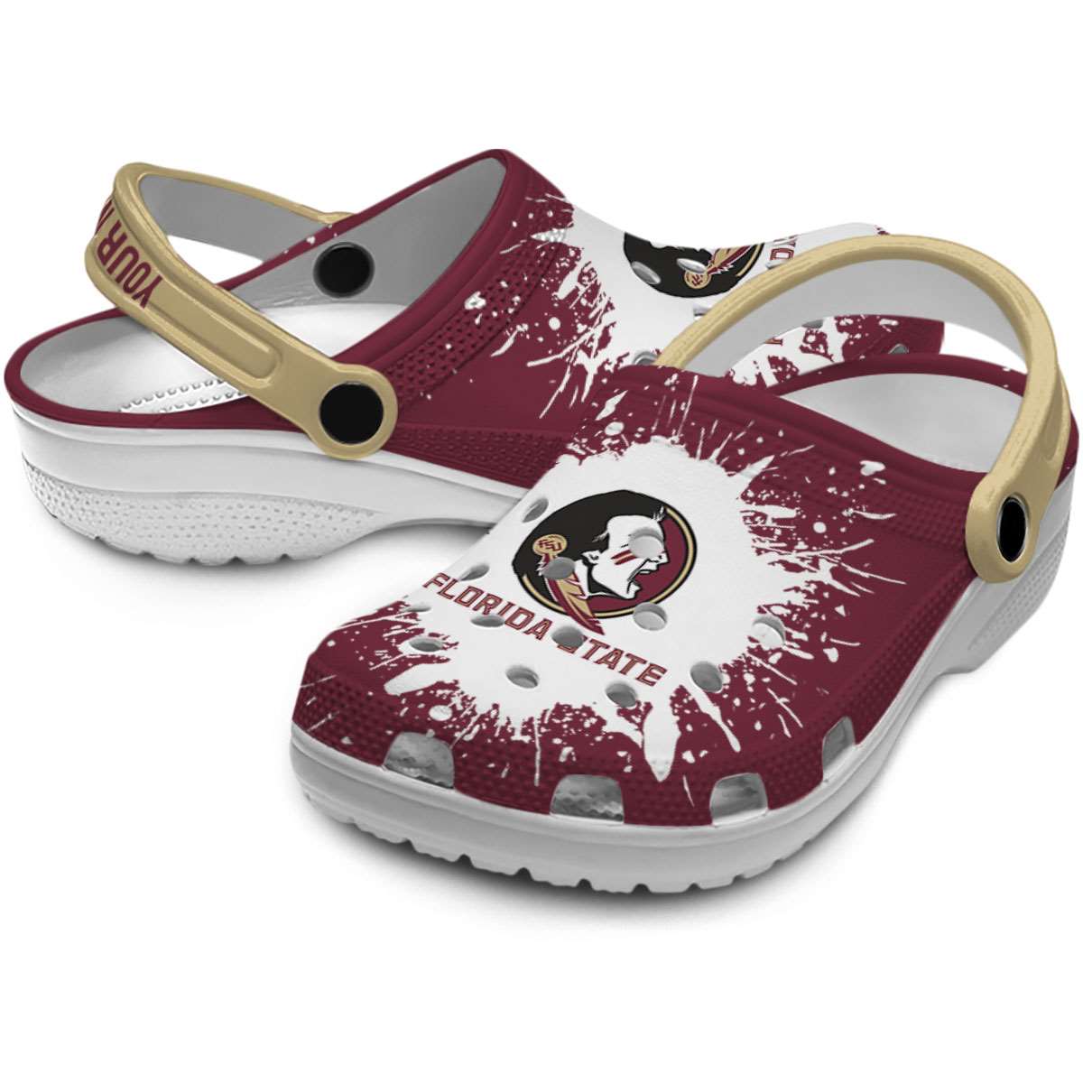 Merchidea Florida State Seminoles NCAA Sport Crocs Crocband Clogs Shoes Comfortable For Men Women and Kids