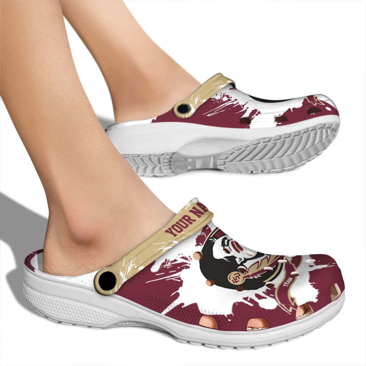 Merchidea Florida State Seminoles NCAA Sport Crocs Crocband Clogs Shoes Comfortable For Men Women and Kids