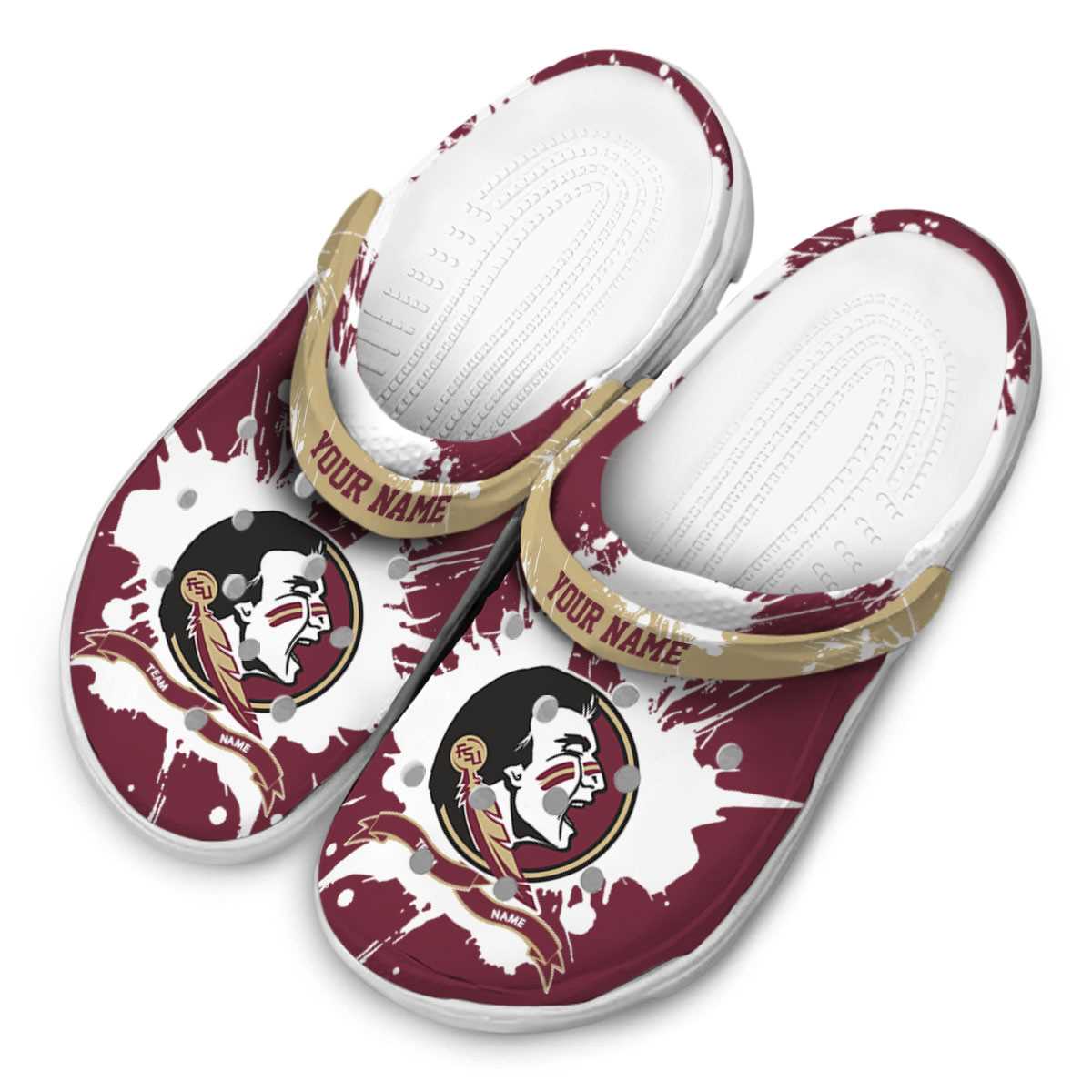 Merchidea Florida State Seminoles NCAA Sport Crocs Crocband Clogs Shoes Comfortable For Men Women and Kids
