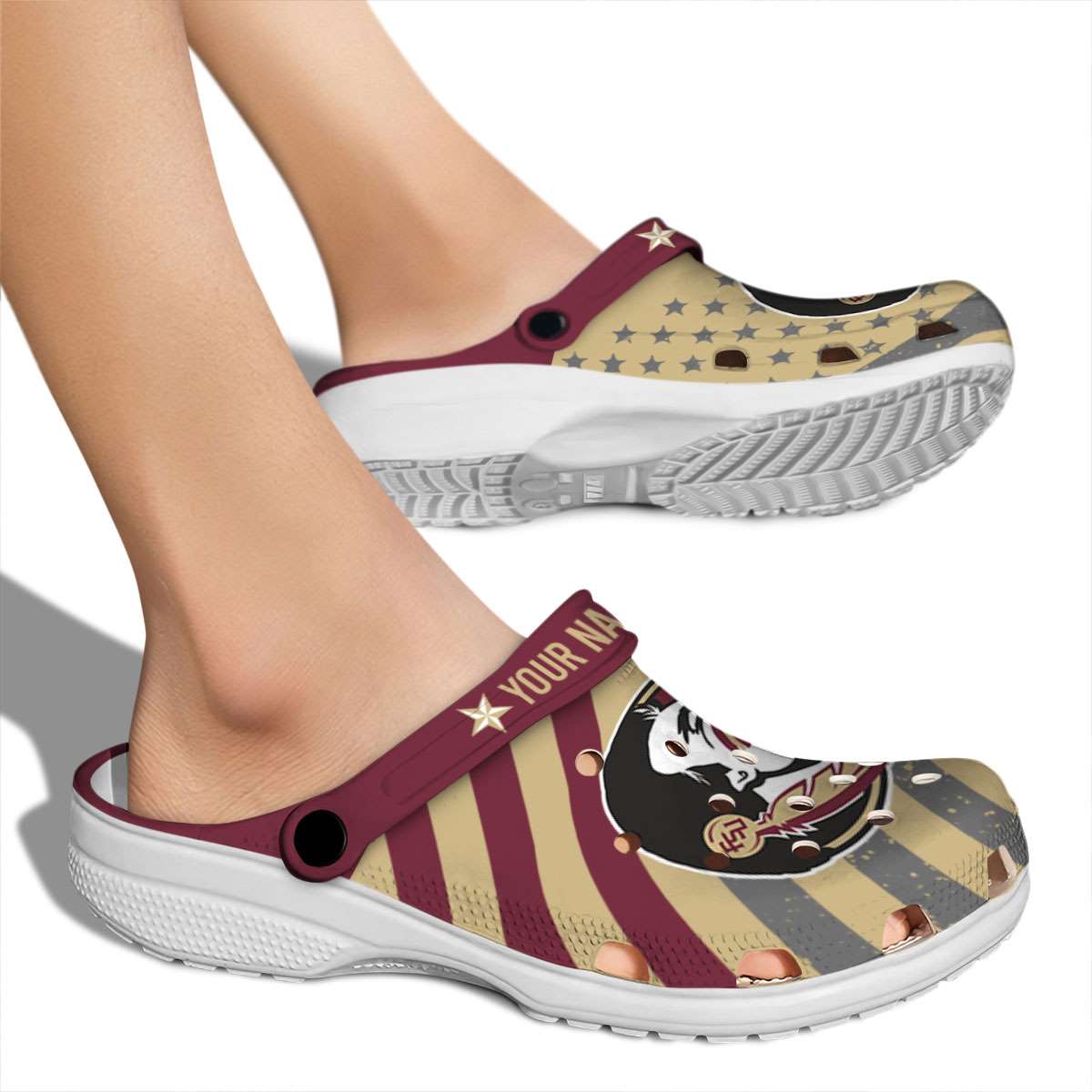 Merchidea Florida State Seminoles NCAA Sport Crocs Crocband Clogs Shoes Comfortable For Men Women and Kids