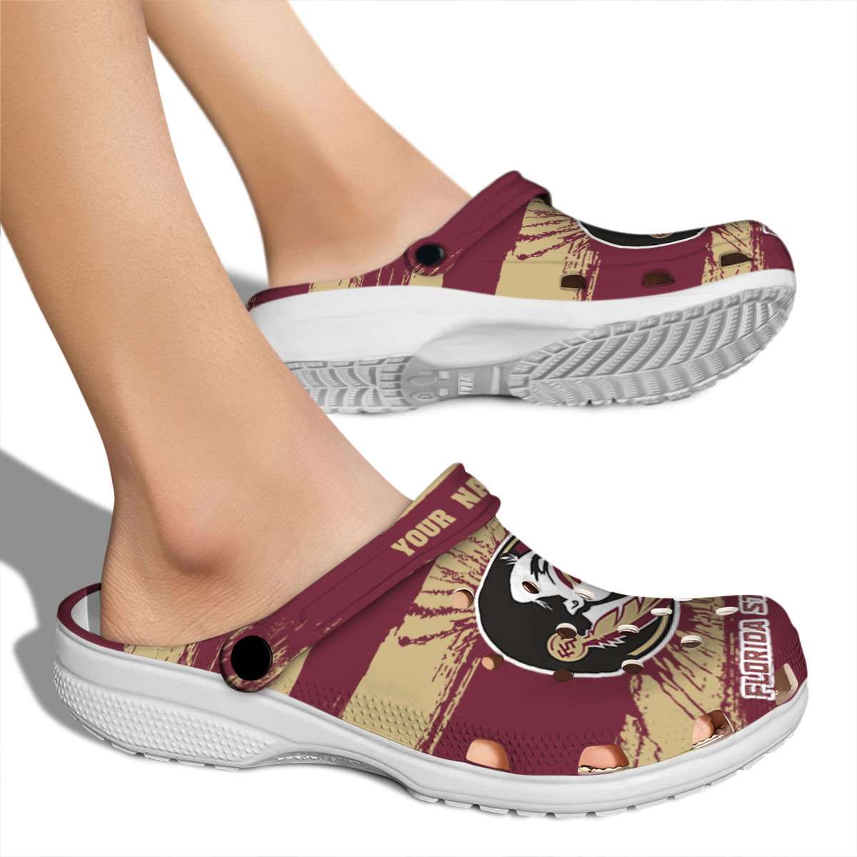 Merchidea Florida State Seminoles NCAA Sport Crocs Crocband Clogs Shoes Comfortable For Men Women and Kids