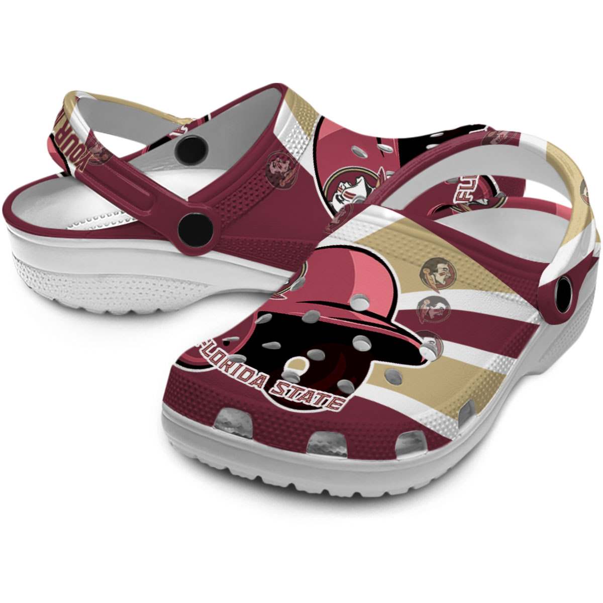 Merchidea Florida State Seminoles NCAA Sport Crocs Crocband Clogs Shoes Comfortable For Men Women and Kids
