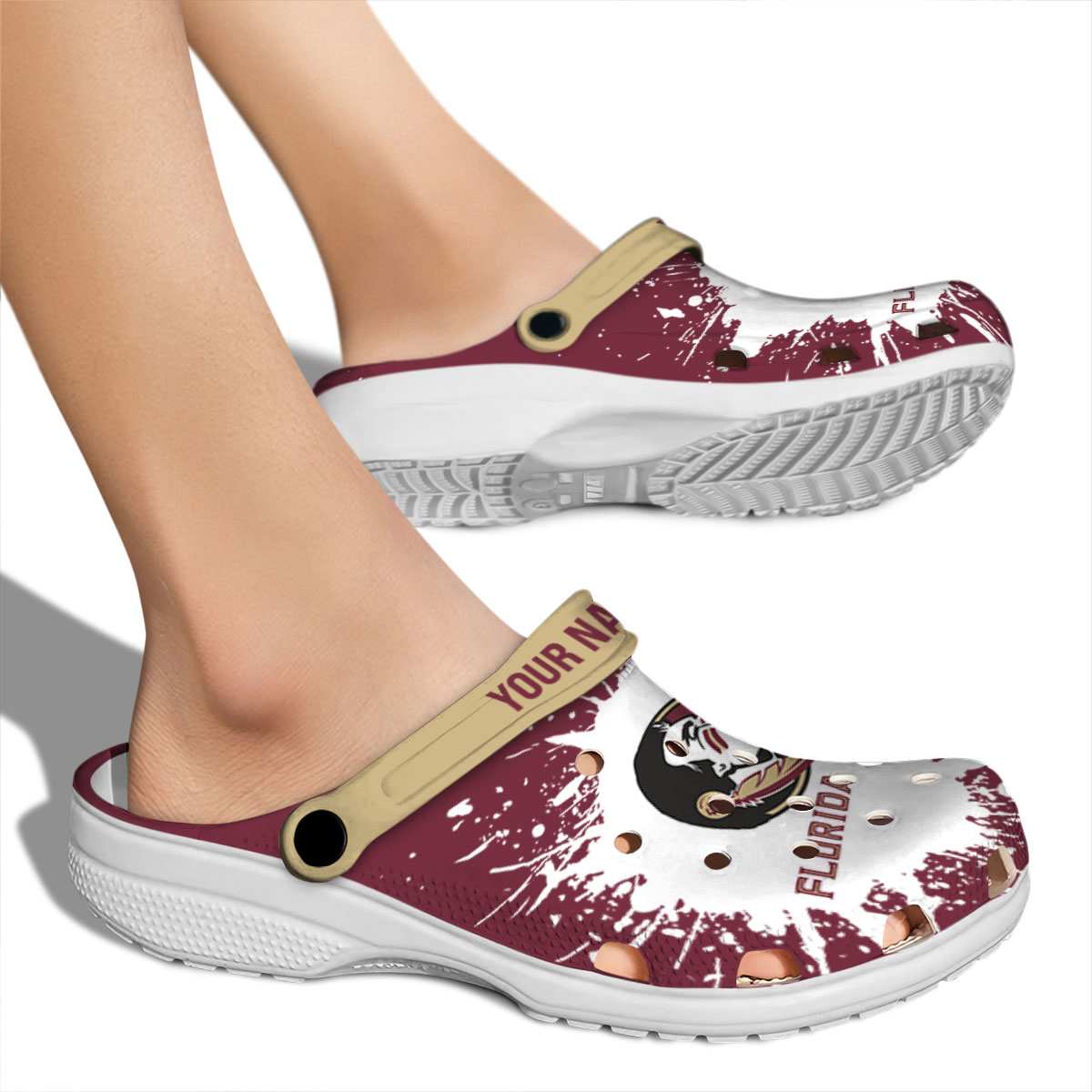 Merchidea Florida State Seminoles NCAA Sport Crocs Crocband Clogs Shoes Comfortable For Men Women and Kids