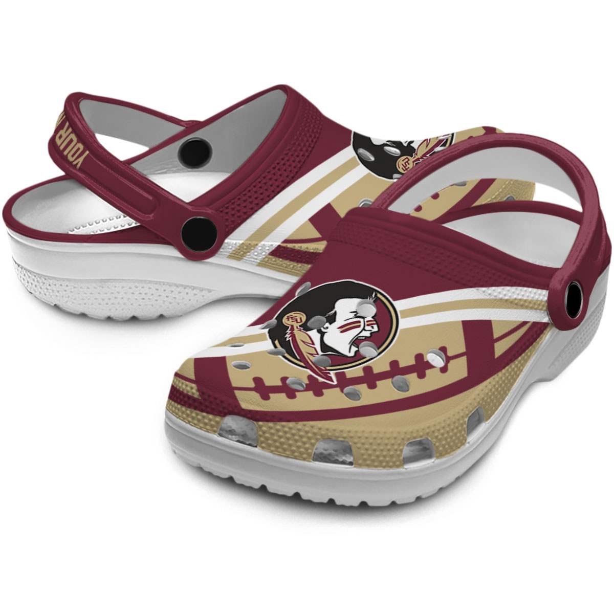 Merchidea Florida State Seminoles NCAA Sport Crocs Crocband Clogs Shoes Comfortable For Men Women and Kids