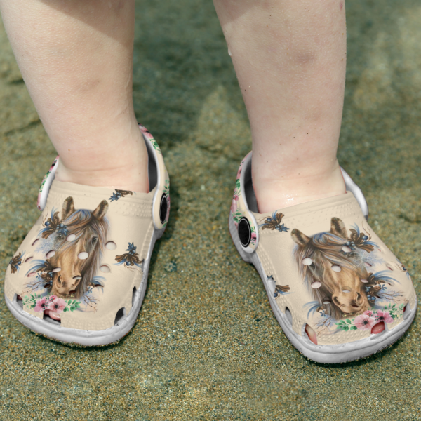 Merchidea Flower Horse Crocs Crocband Clogs Shoes Comfortable For Men Women and Kids