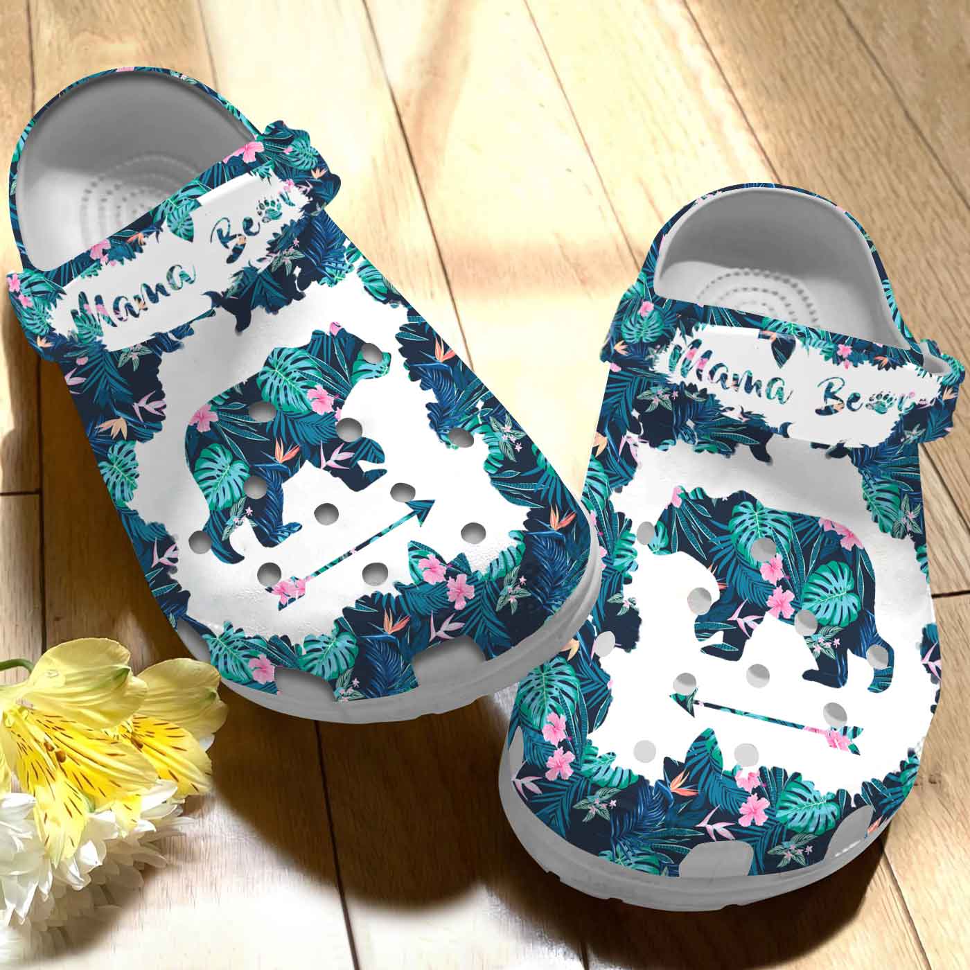 Merchidea Flower Mama Bear Mother's Day Life Crocs Crocband Clogs Shoes Comfortable For Men Women and Kids
