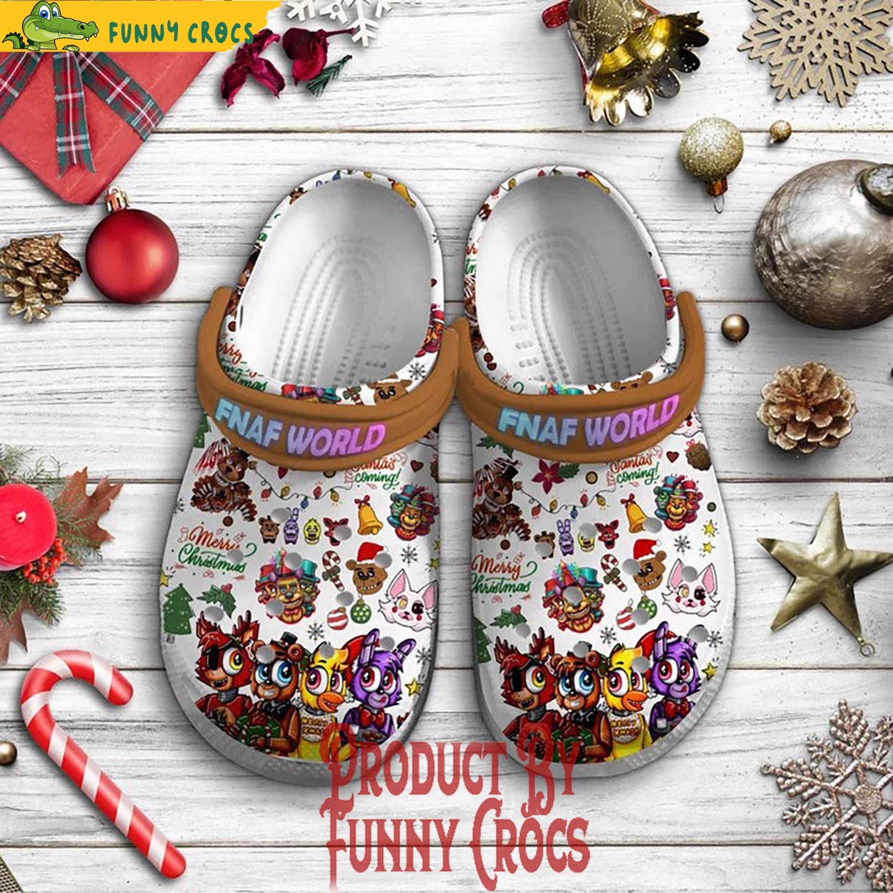 Merchidea Fnaf World Game Merry Christmas Crocs Crocband Clogs Shoes Comfortable For Men Women and Kids
