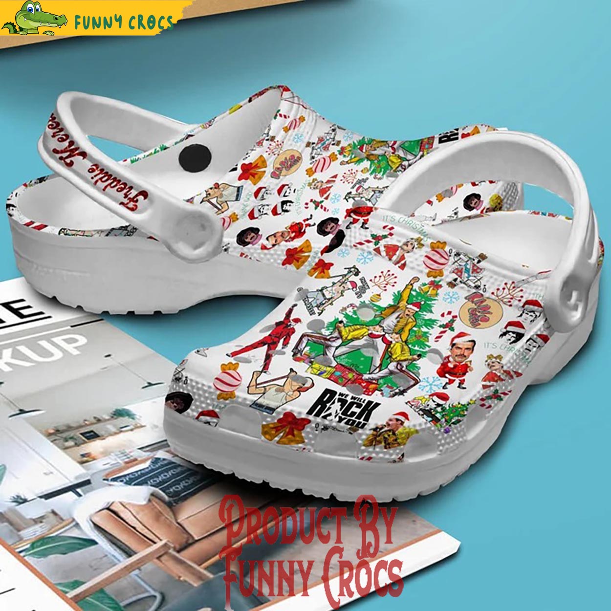 Merchidea Freddie Mercury Music Christmas Crocs Crocband Clogs Shoes Comfortable For Men Women and Kids