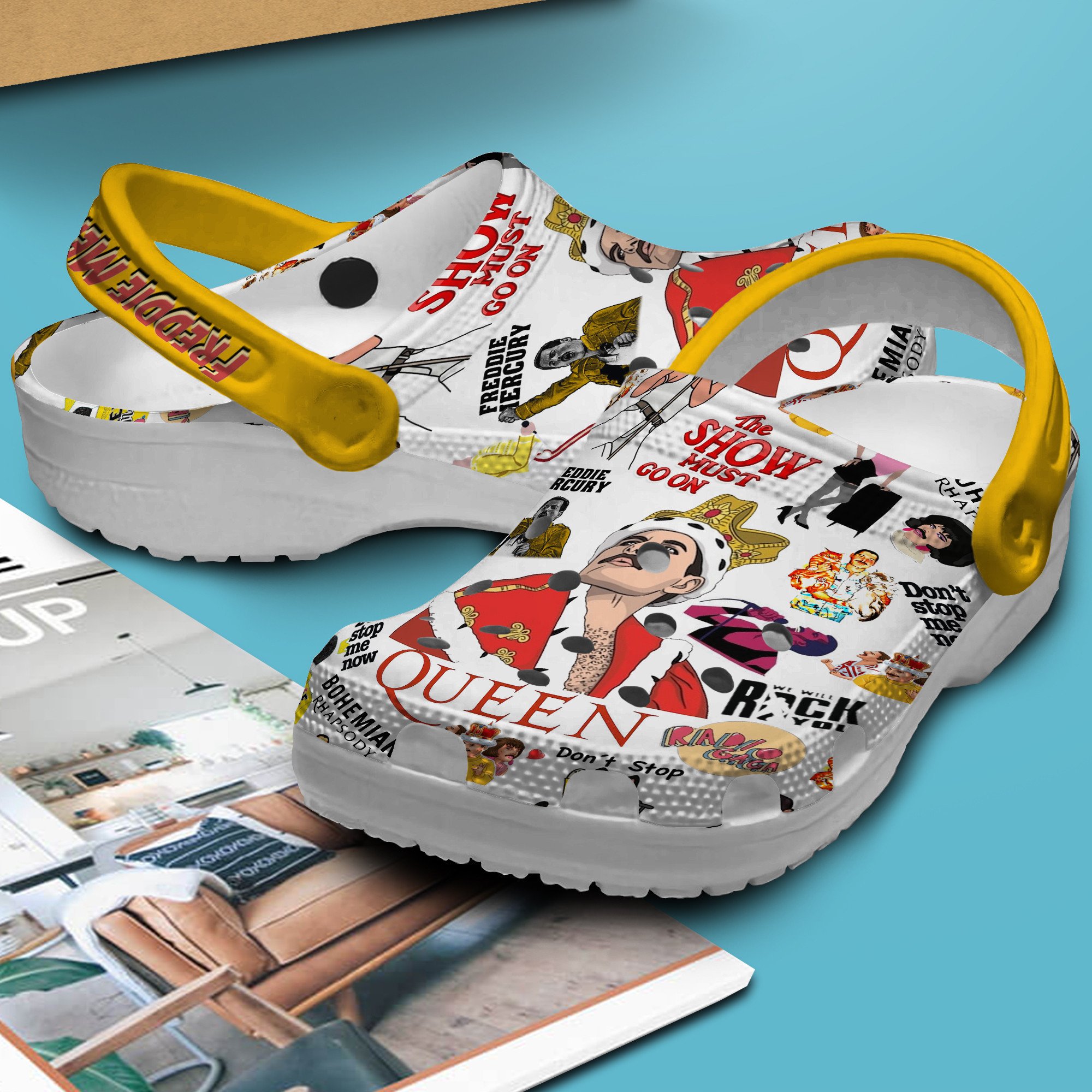 Merchidea Freddie Mercury Music Crocs Crocband Clogs Shoes Comfortable For Men Women and Kids