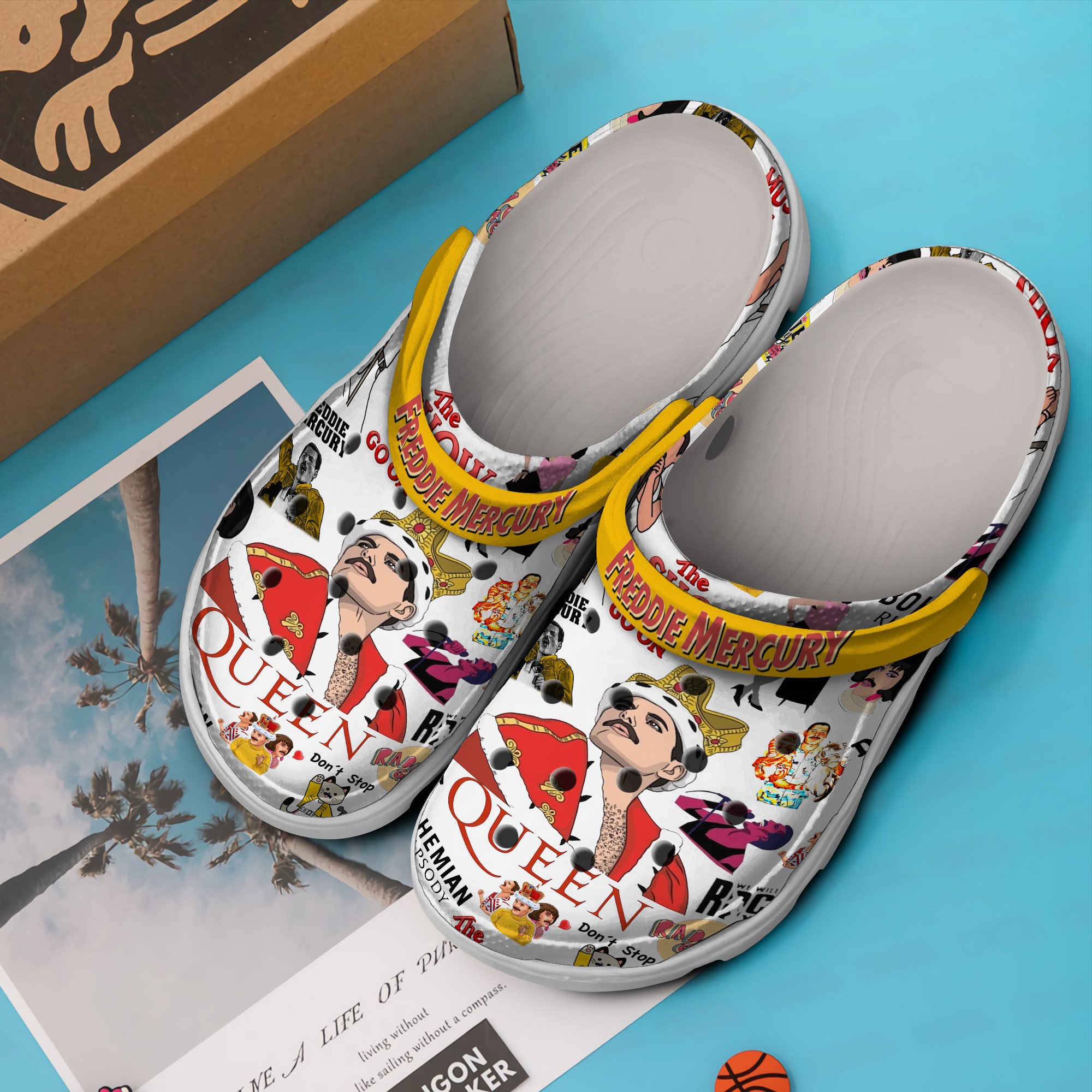 Merchidea Freddie Mercury Music Crocs Crocband Clogs Shoes Comfortable For Men Women and Kids
