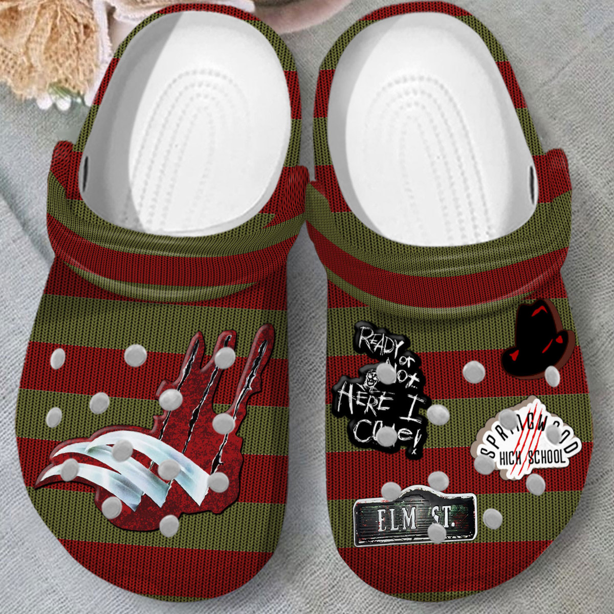 Merchidea Freddy Krueger Horror Movie Crocs Crocband Clogs Shoes Comfortable For Men Women and Kids