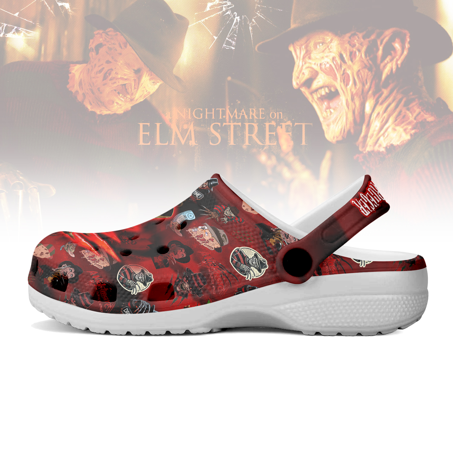 Merchidea Freddy Krueger x Halloween Crocs Crocband Clogs Shoes Comfortable For Men Women and Kids