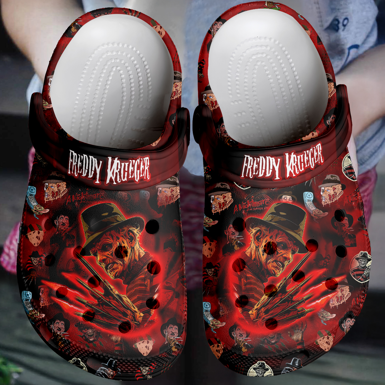 Merchidea Freddy Krueger x Halloween Crocs Crocband Clogs Shoes Comfortable For Men Women and Kids