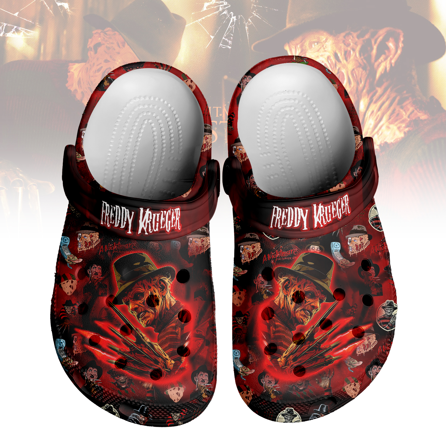 Merchidea Freddy Krueger x Halloween Crocs Crocband Clogs Shoes Comfortable For Men Women and Kids