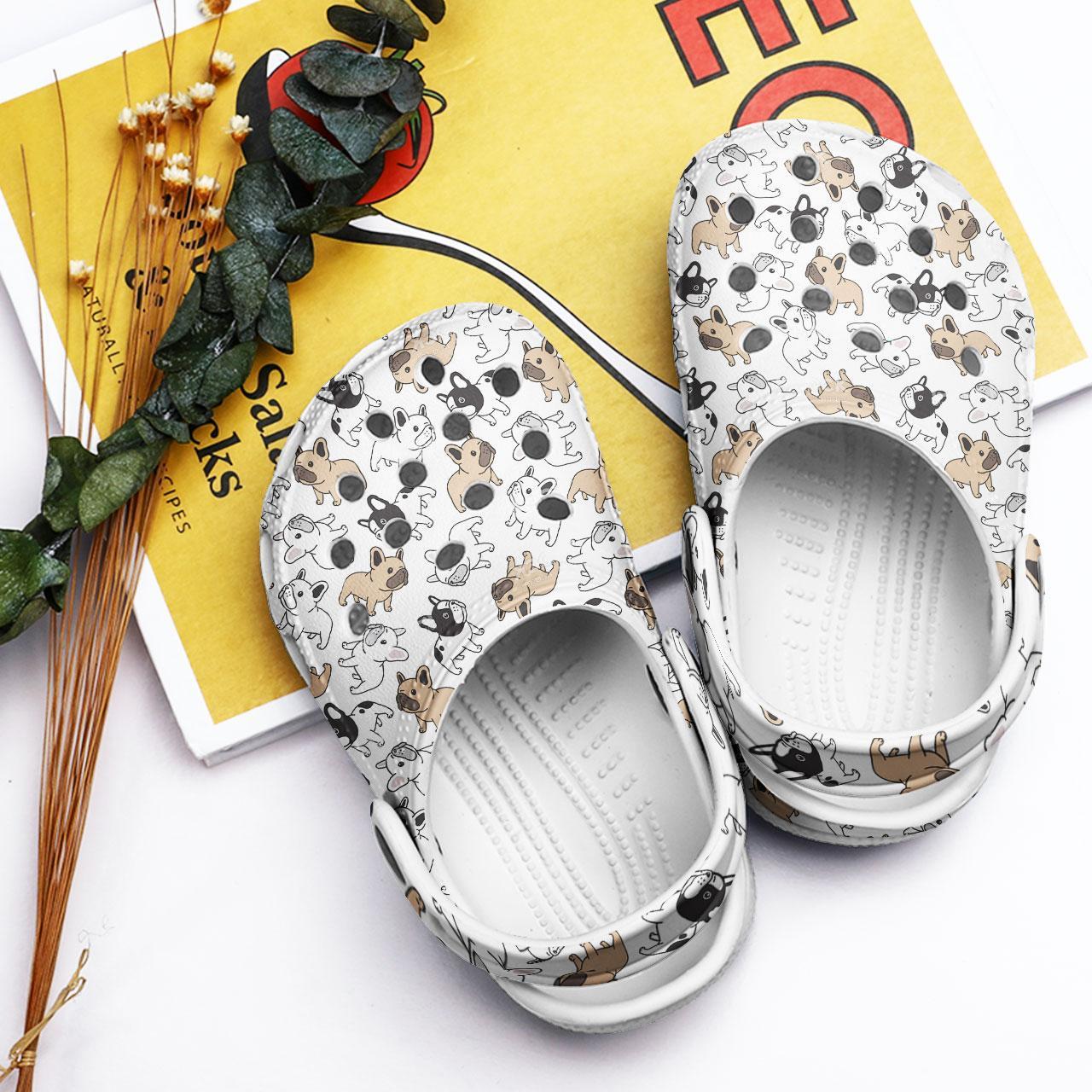 Merchidea French Bulldog Crocs Crocband Clogs Shoes Comfortable For Men Women and Kids
