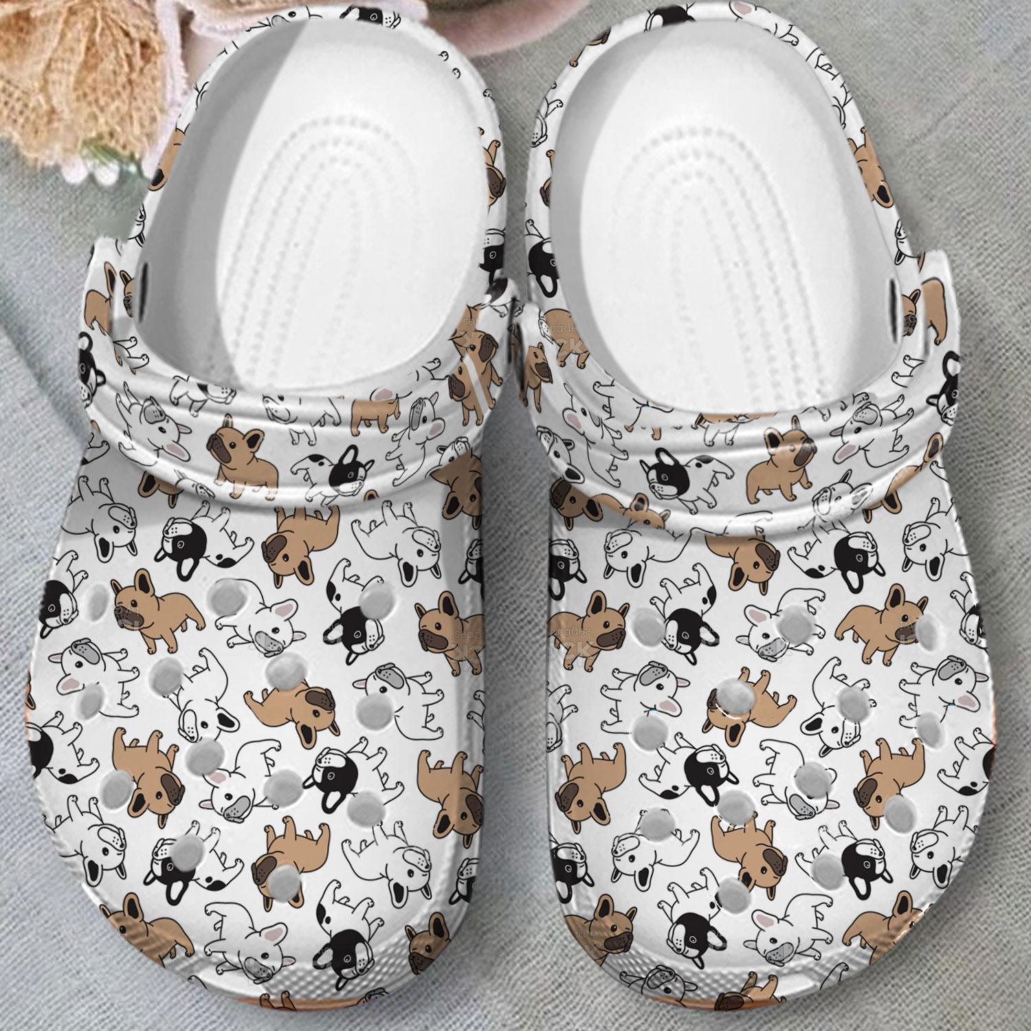 Merchidea French Bulldog Crocs Crocband Clogs Shoes Comfortable For Men Women and Kids