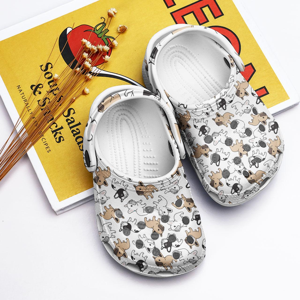Merchidea French Bulldog Crocs Crocband Clogs Shoes Comfortable For Men Women and Kids