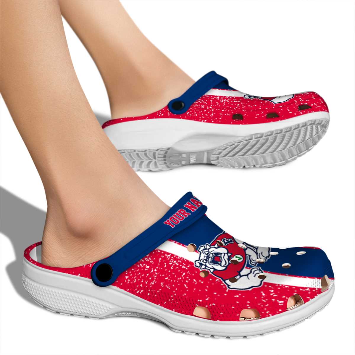Merchidea Fresno State Bulldogs NCAA Sport Crocs Crocband Clogs Shoes Comfortable For Men Women and Kids